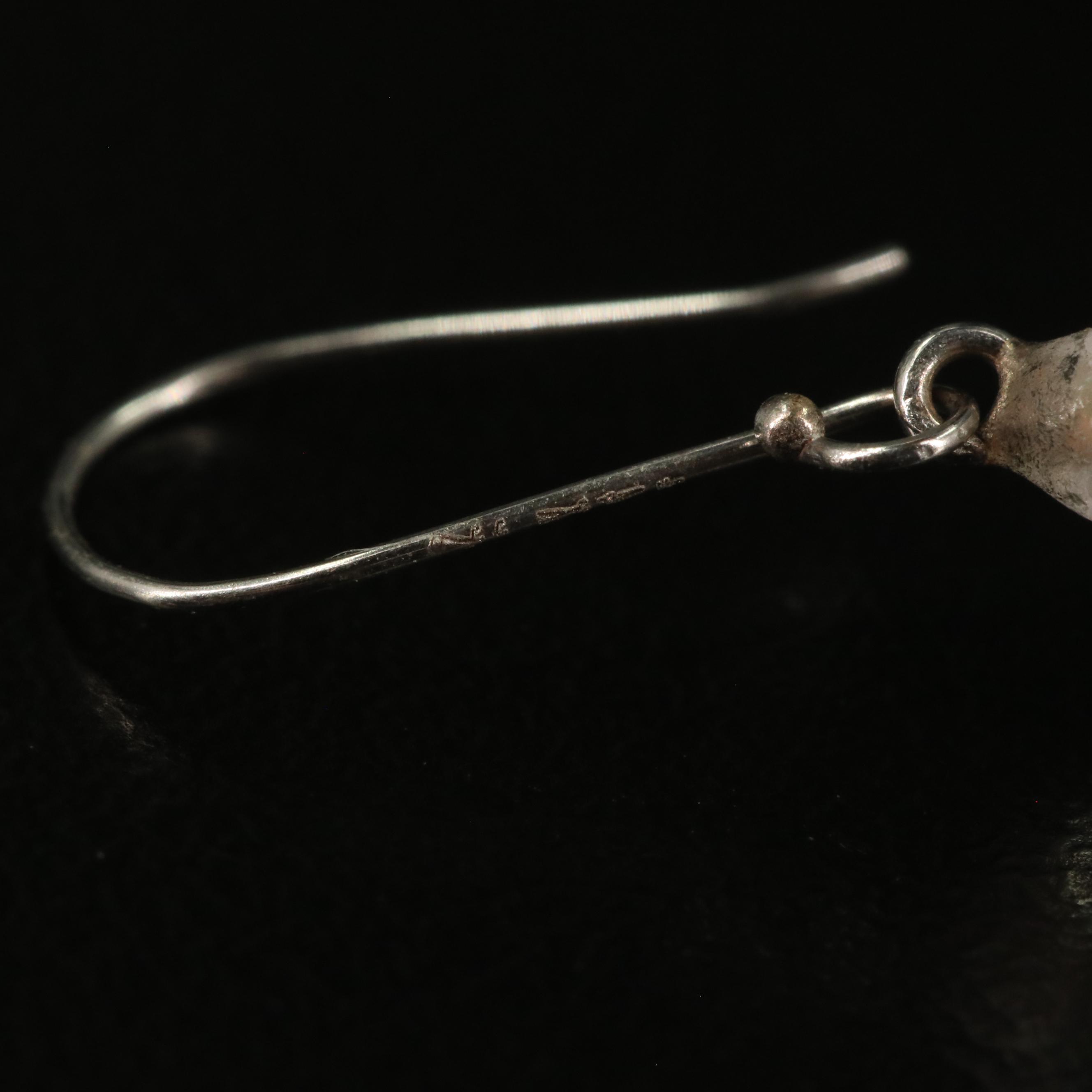 14K Rose Quartz Textured Dangle Earrings