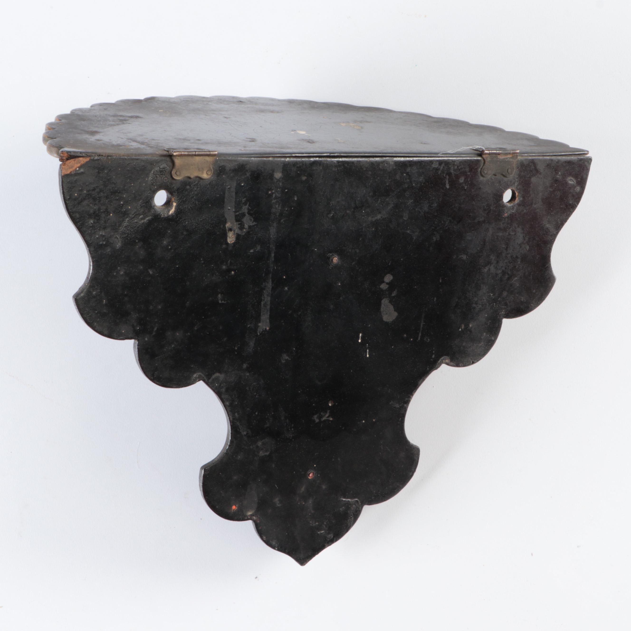 Ballard Designs Round Box, Paint Decorated Wall Shelf With Bamboo Tube Box