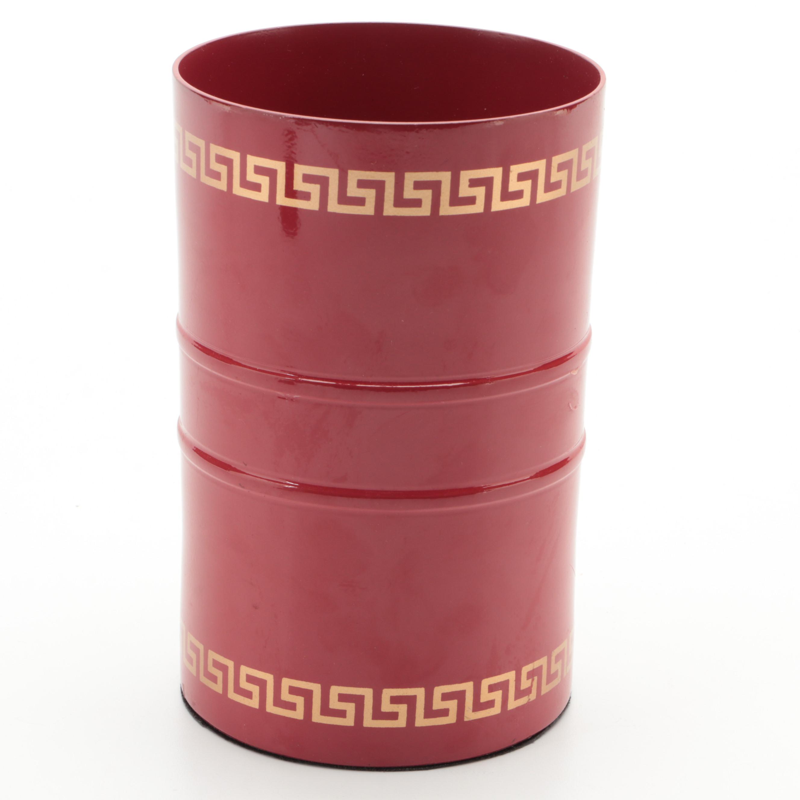 Ballard Designs Round Box, Paint Decorated Wall Shelf With Bamboo Tube Box