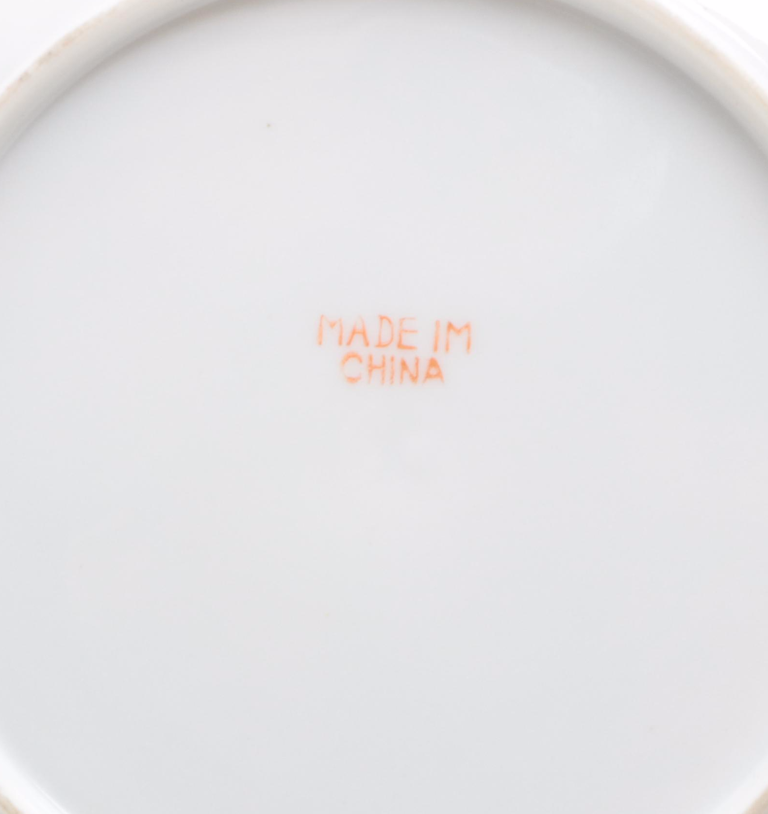 Chinese Famille Jaune Dragon Chasing Pearl Porcelain Tea and Dessert Set