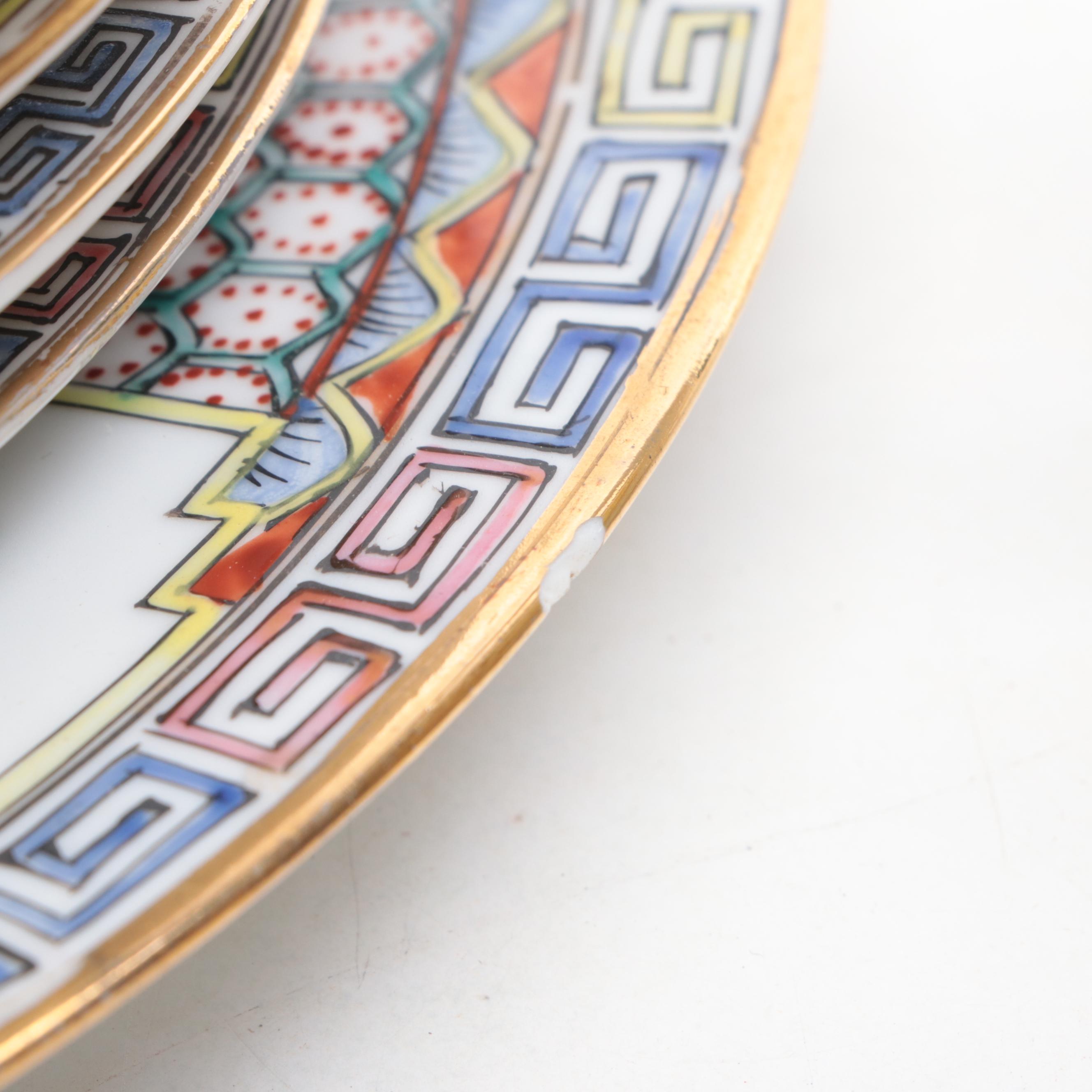 Chinese Famille Jaune Dragon Chasing Pearl Porcelain Tea and Dessert Set