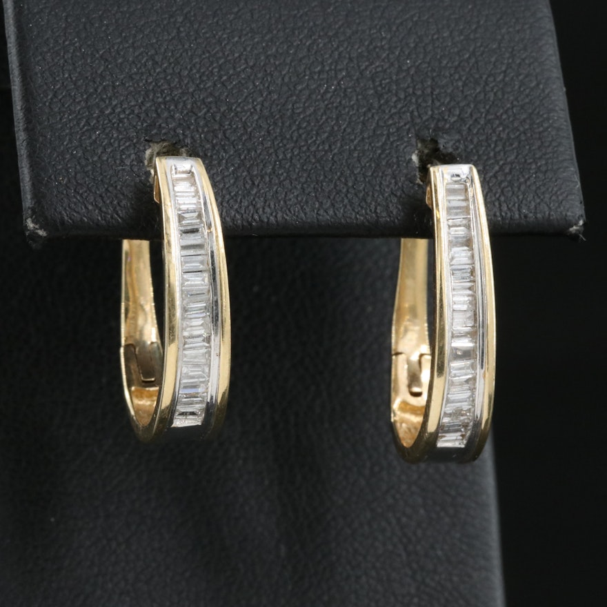 14K 0.85 CTW Diamond Hoop Earrings