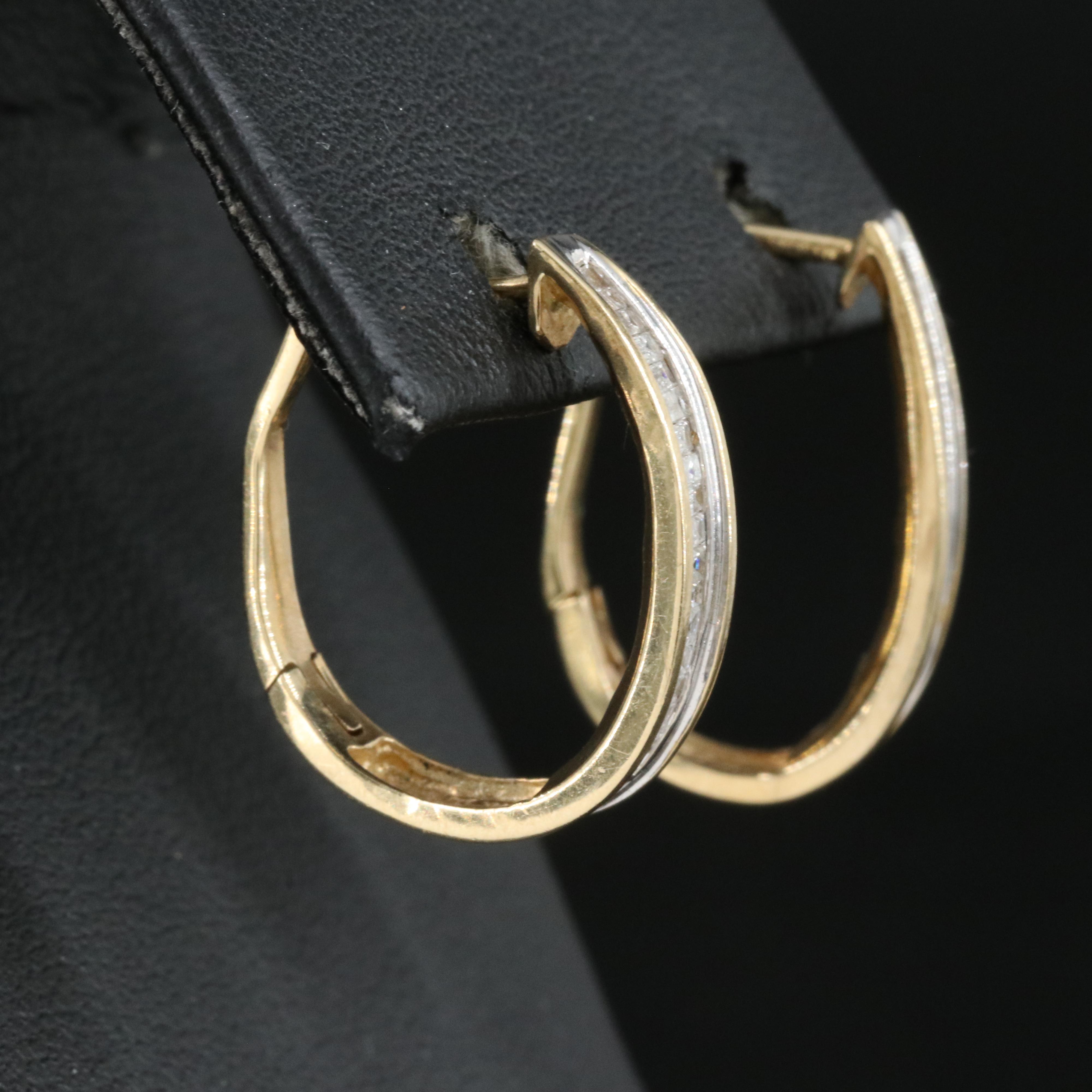 14K 0.85 CTW Diamond Hoop Earrings