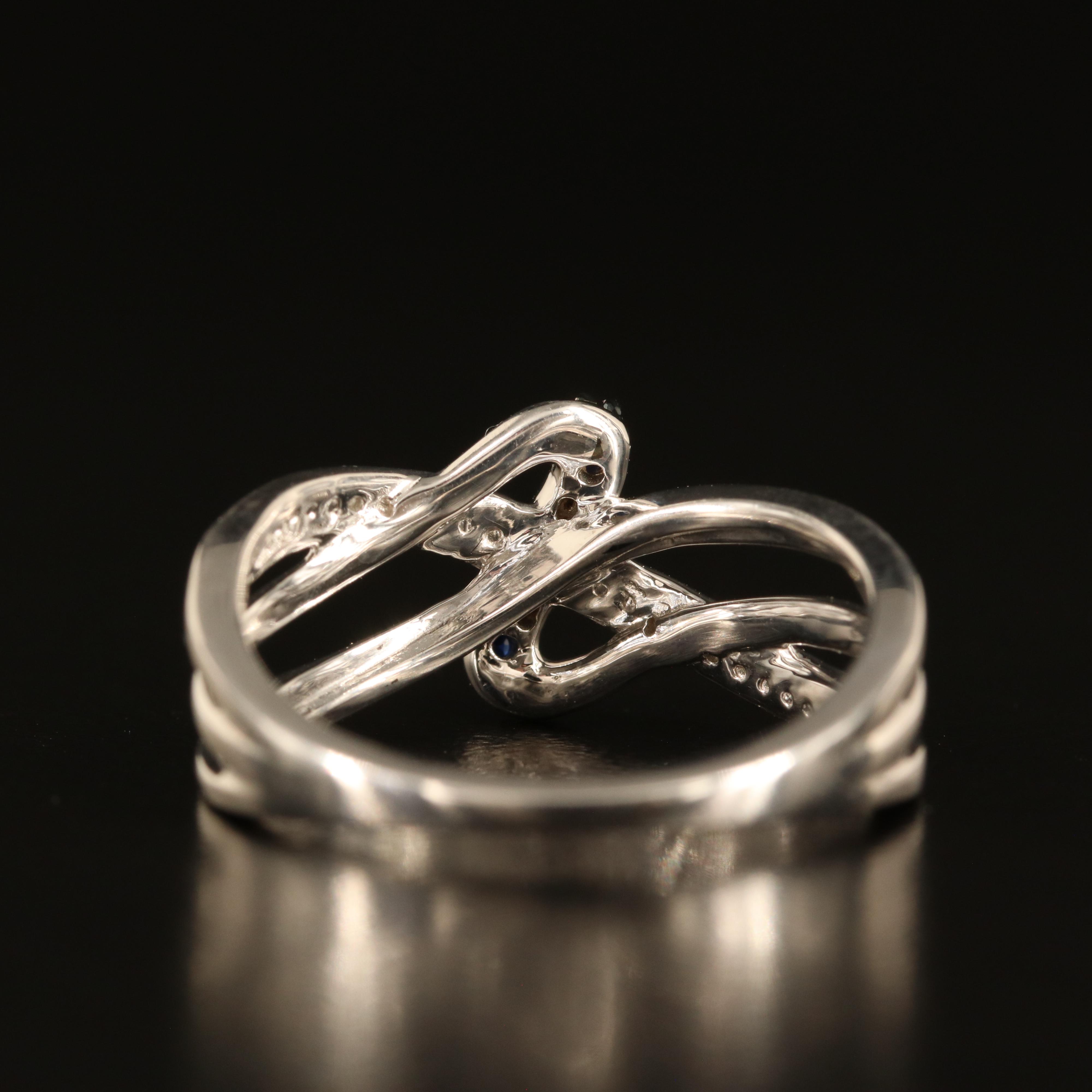 Sterling Sapphire and White Sapphire Ribbon Ring