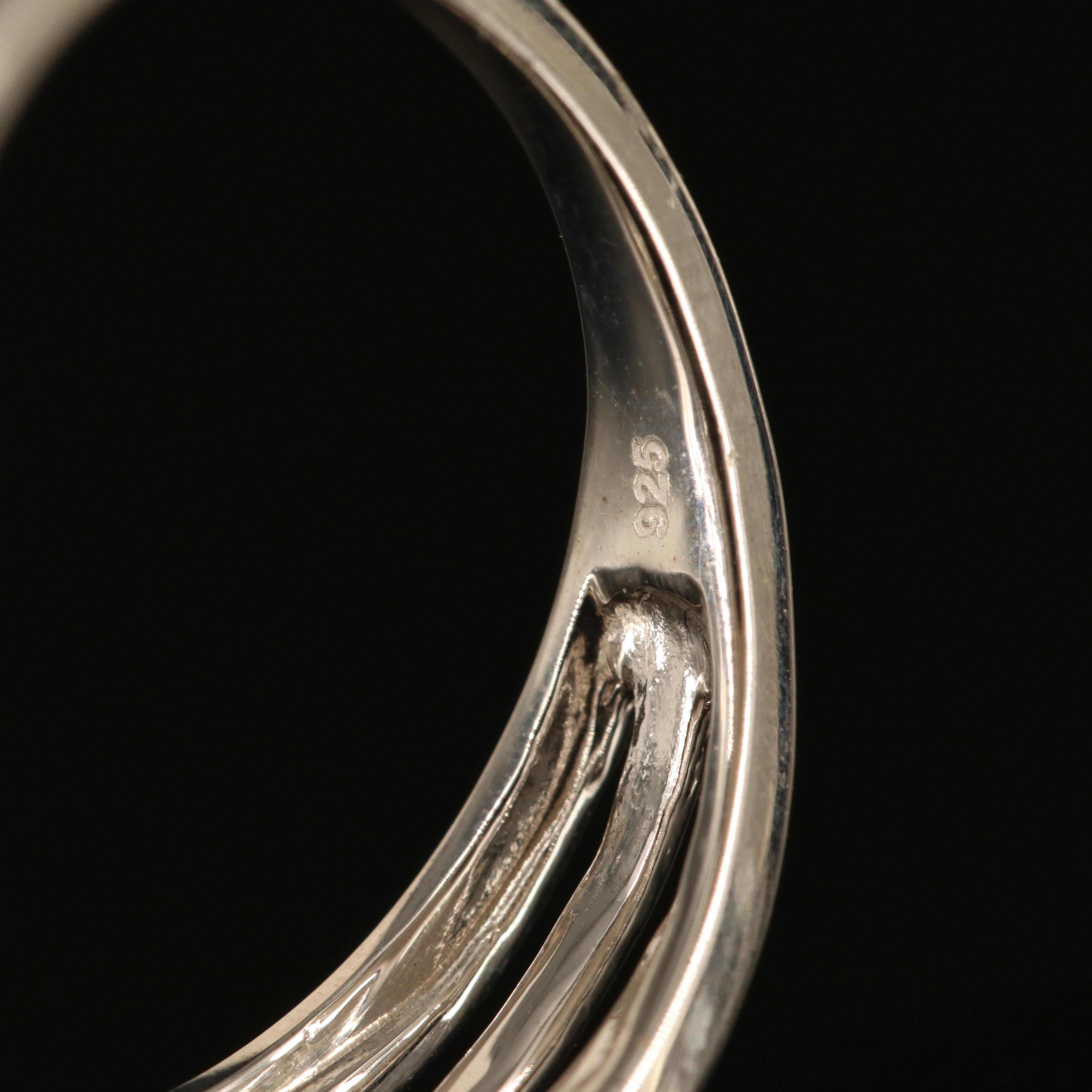 Sterling Sapphire and White Sapphire Ribbon Ring