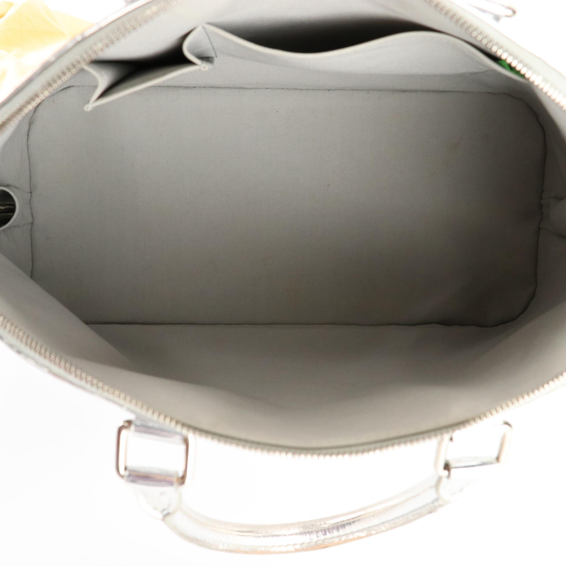 Louis Vuitton Alma GM Bag in Silver Metallic Monogram Vernis