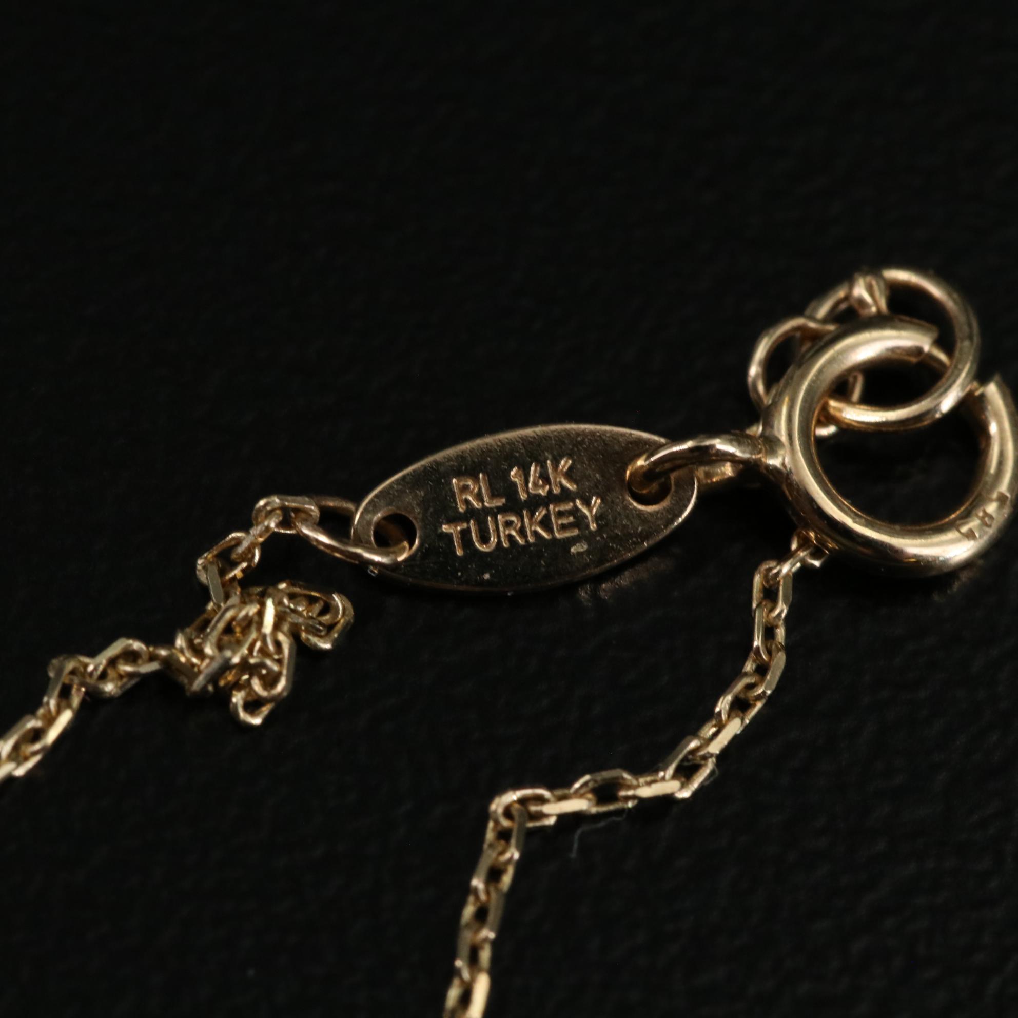 14K "Hope" and "Believe" Bar Lariat Necklace