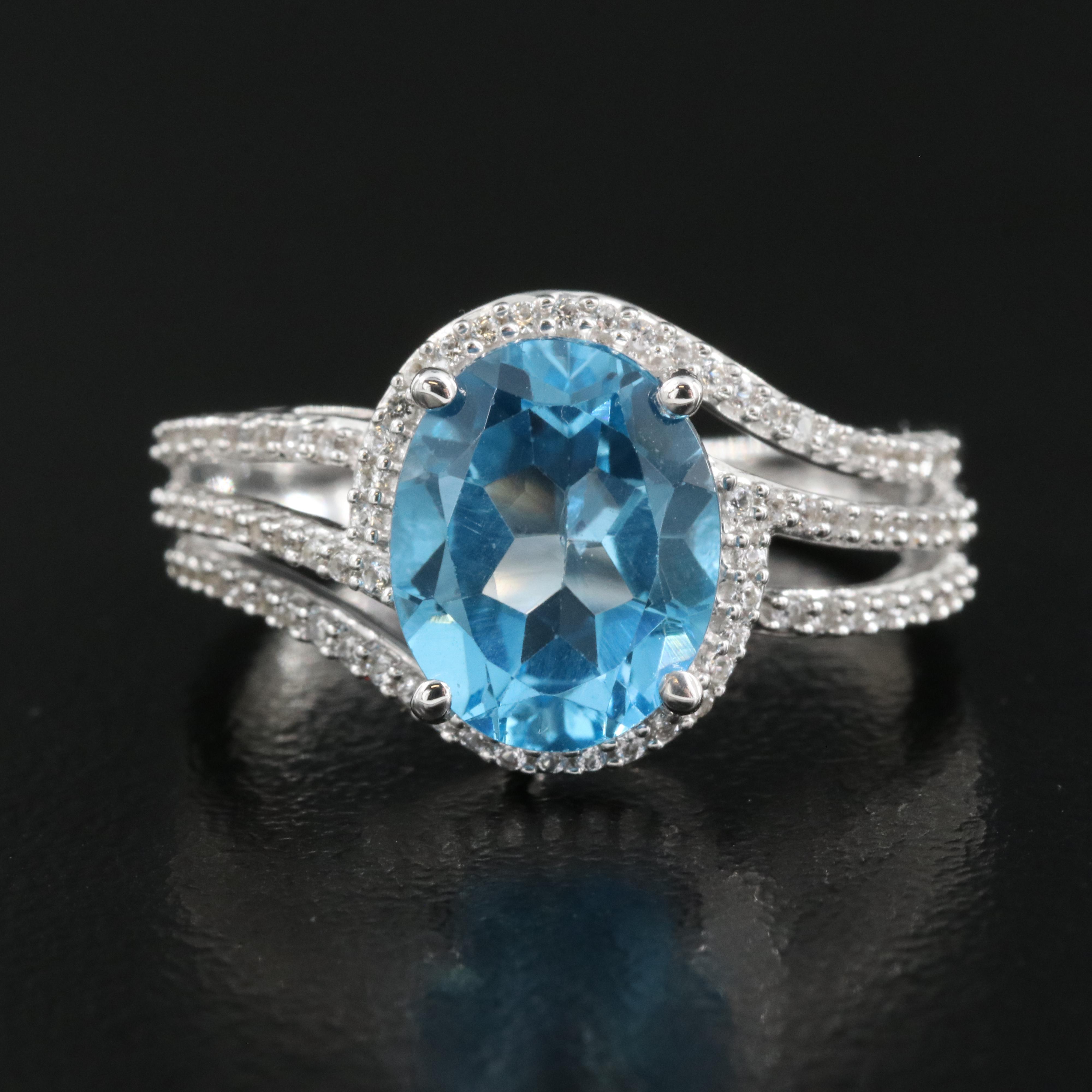 Sterling Topaz and Sapphire Ring