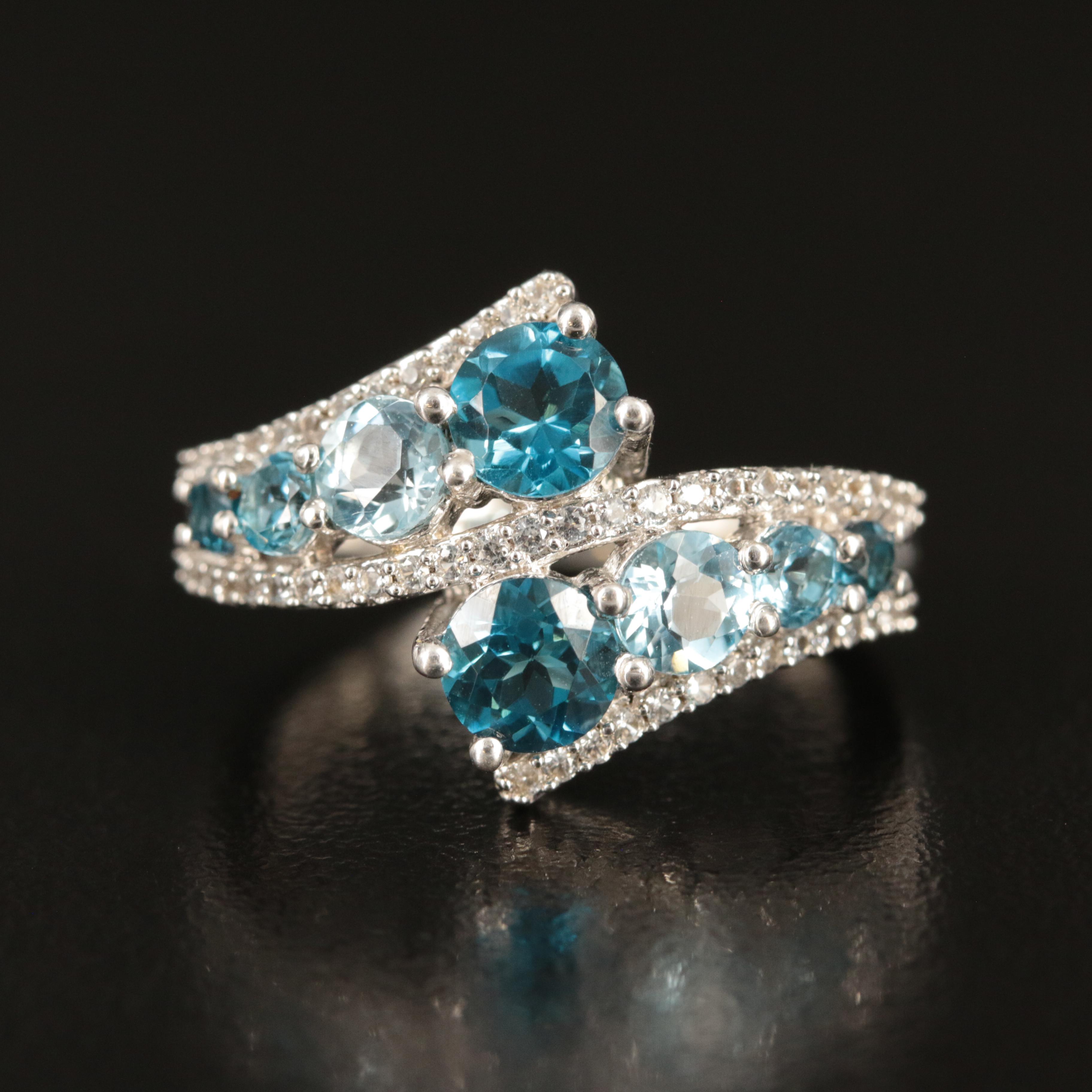 Sterling Topaz and White Sapphire Bypass Ring