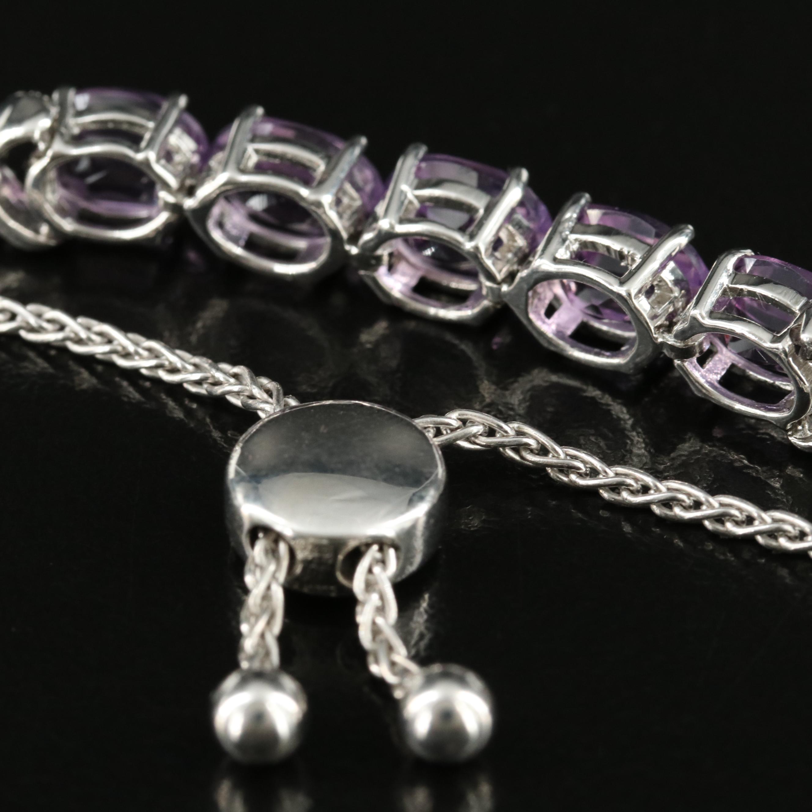 Sterling Amethyst and Topaz Bolo Bracelet