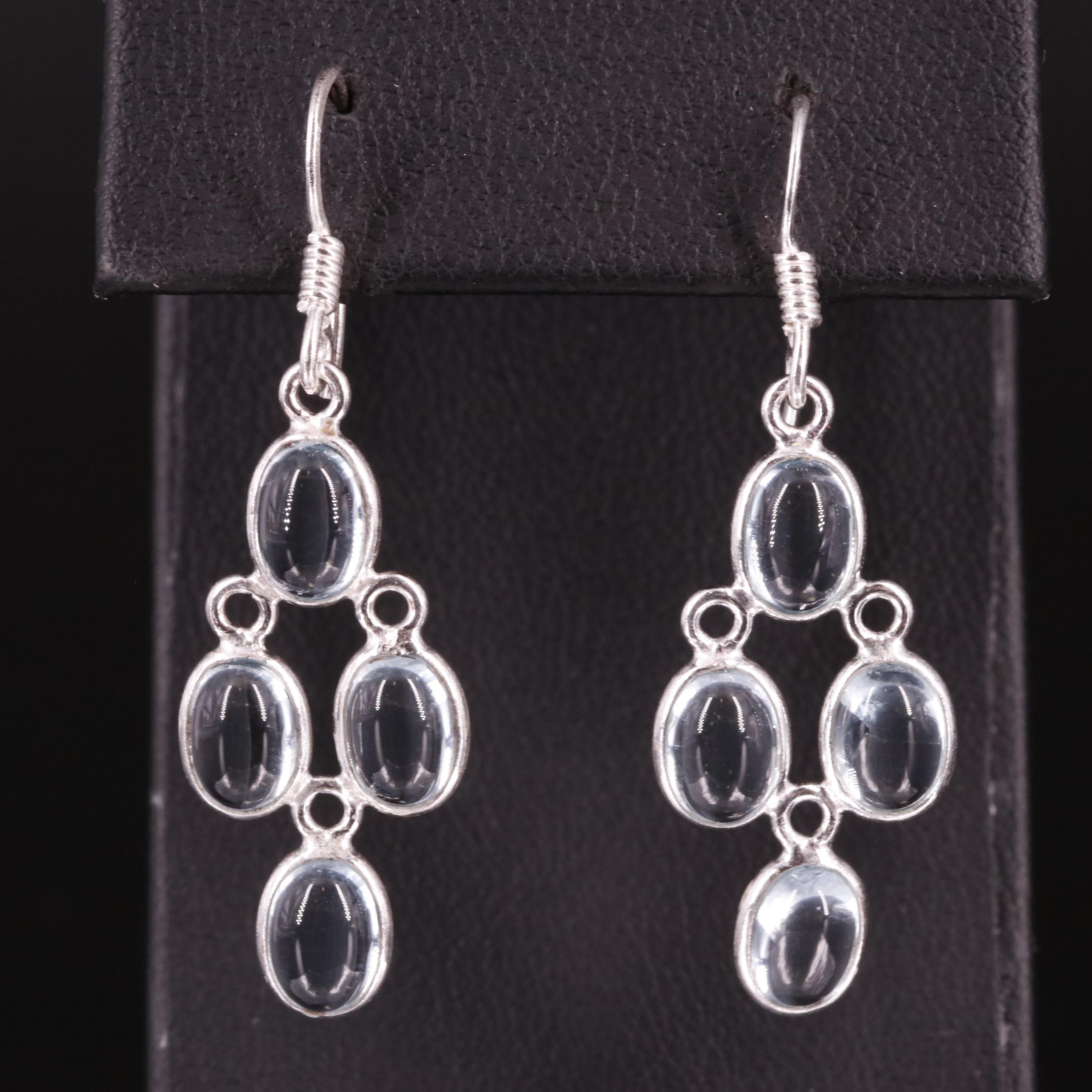 Sterling Blue Topaz Drop Earrings