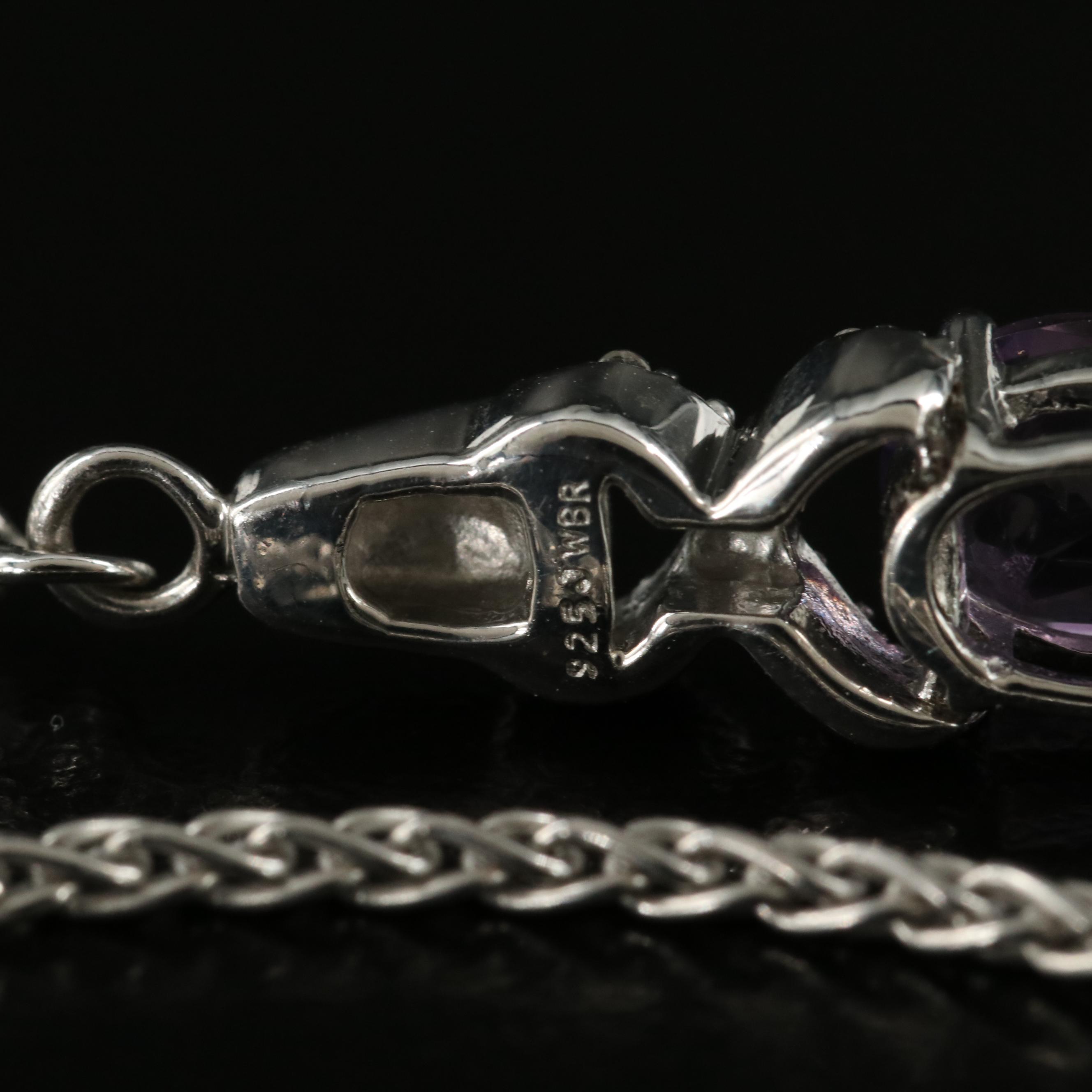 Sterling Amethyst and Topaz Bolo Bracelet