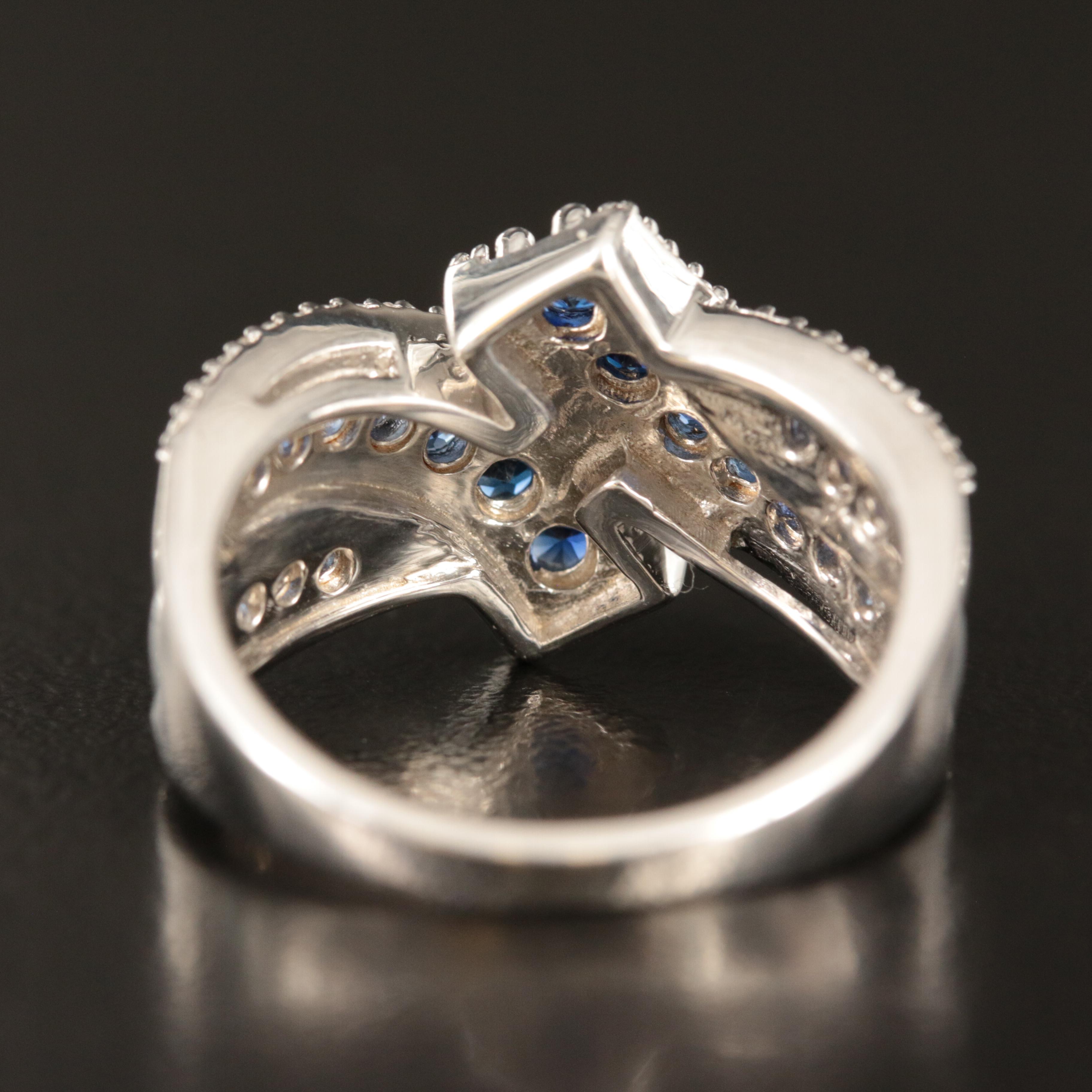 Sterling Sapphire and White Sapphire Bypass Ring