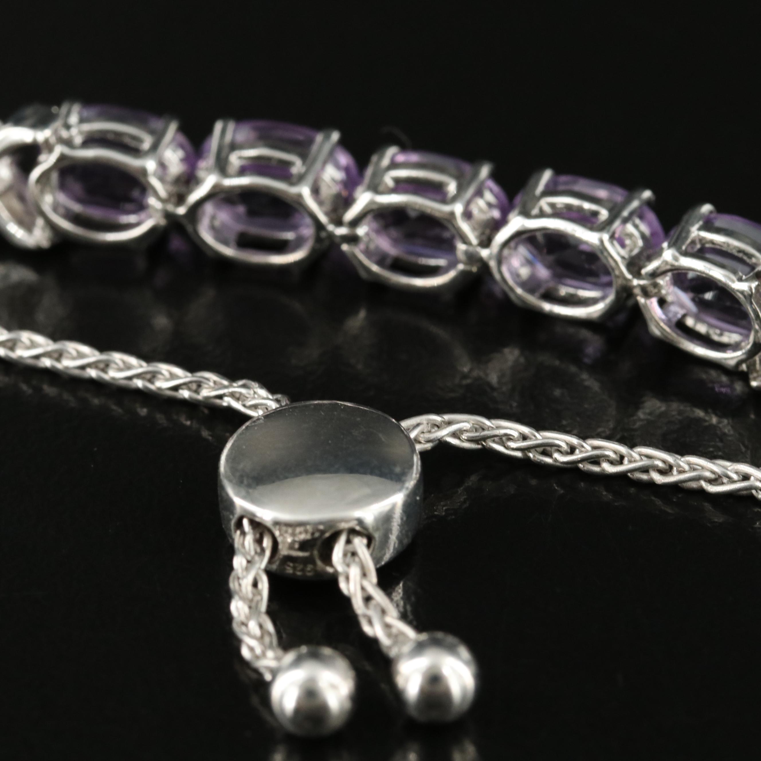 Sterling Amethyst and Topaz Bolo Bracelet