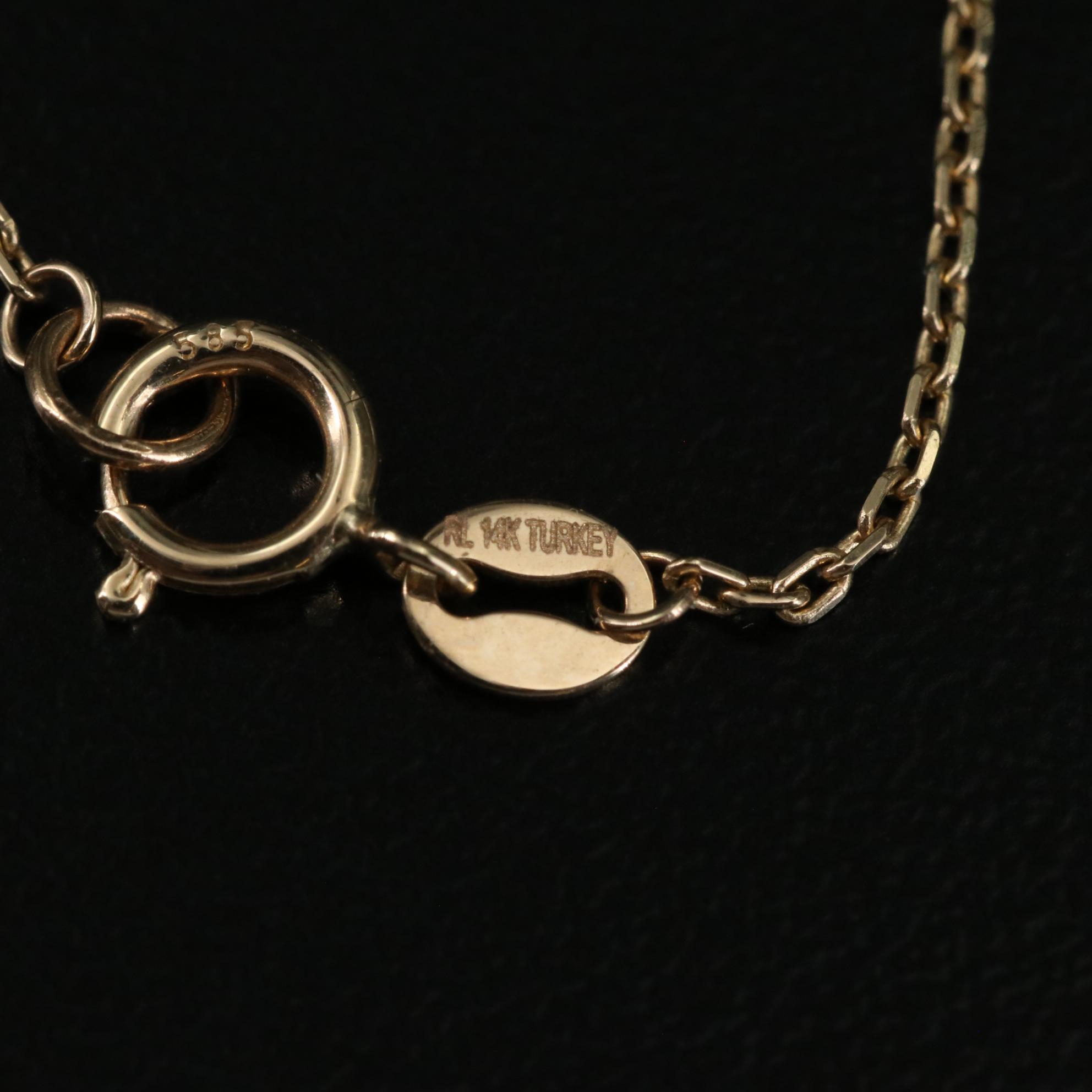 14K Stationary Dangle Hearts and Beads Necklace