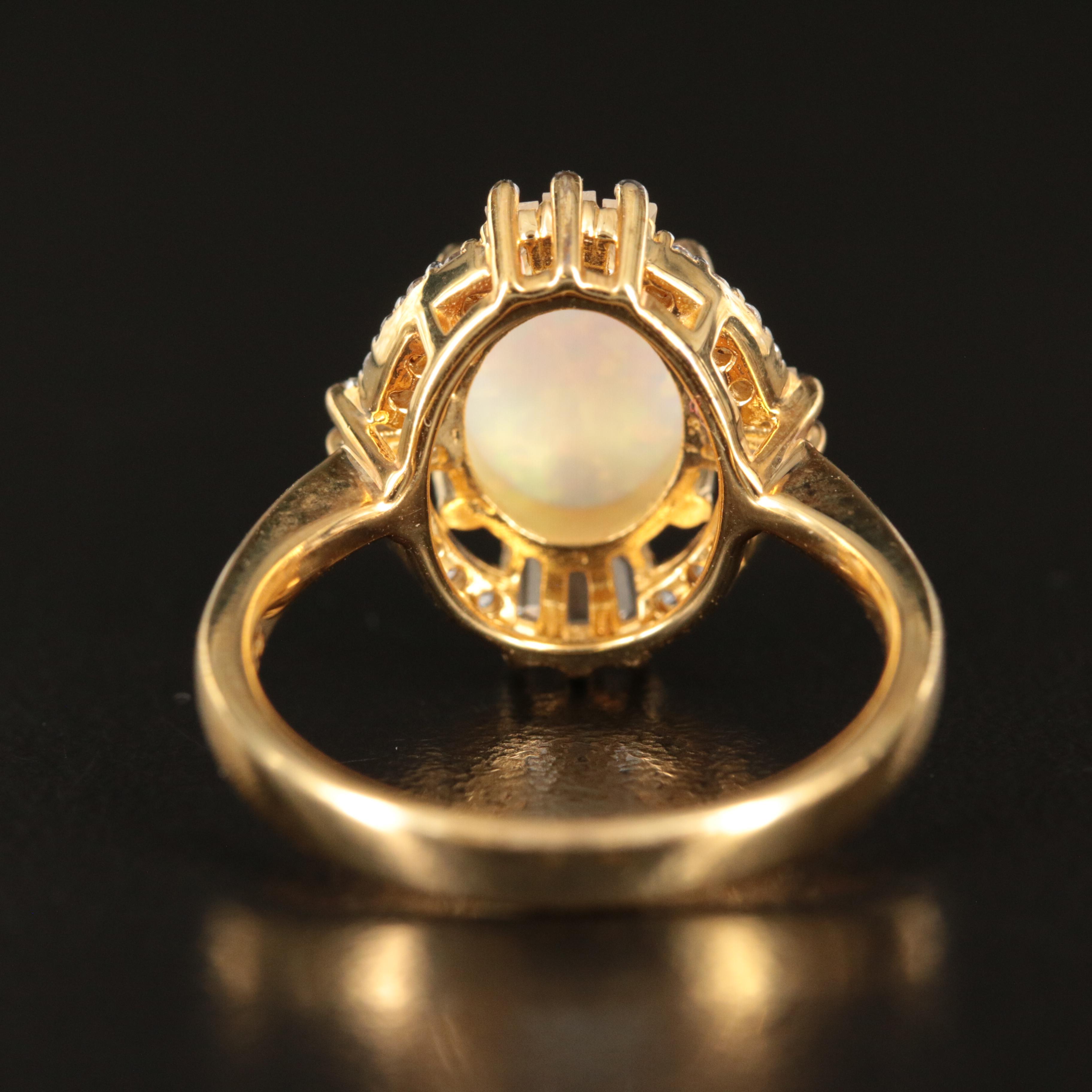 Sterling Opal and White Sapphire Ring