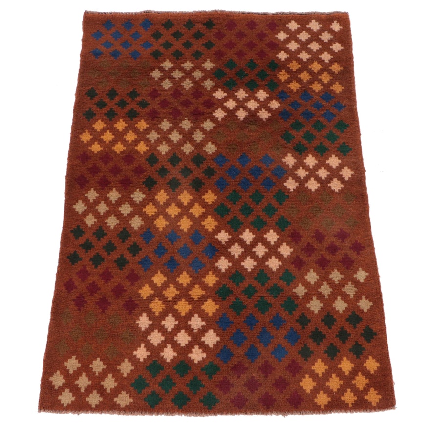 2'8 x 3'11 Hand-Knotted Afghan Baluch Accent Rug
