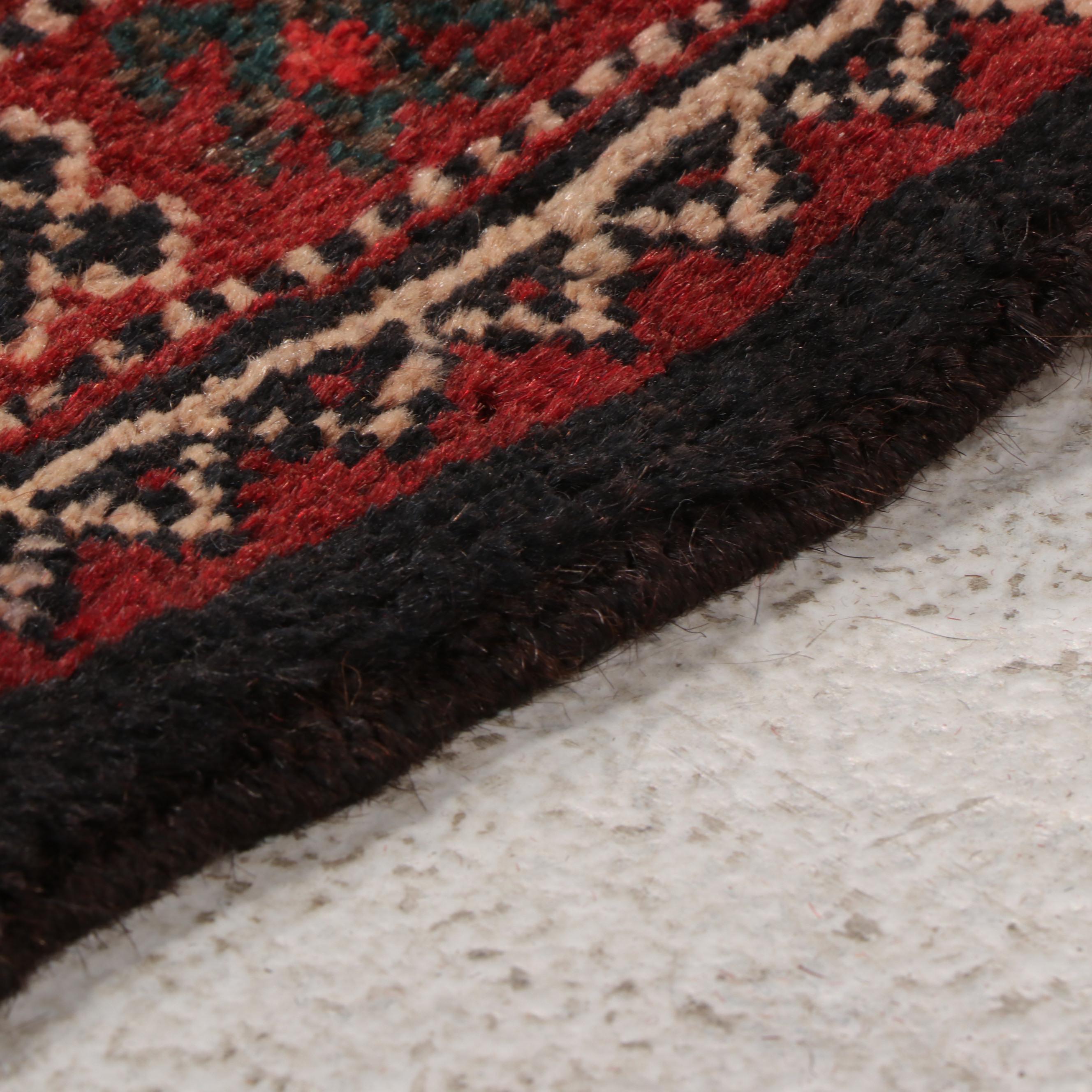 4'2 x 9'6 Hand-Knotted Afghan Baluch Turkmen Gul Style Area Rug