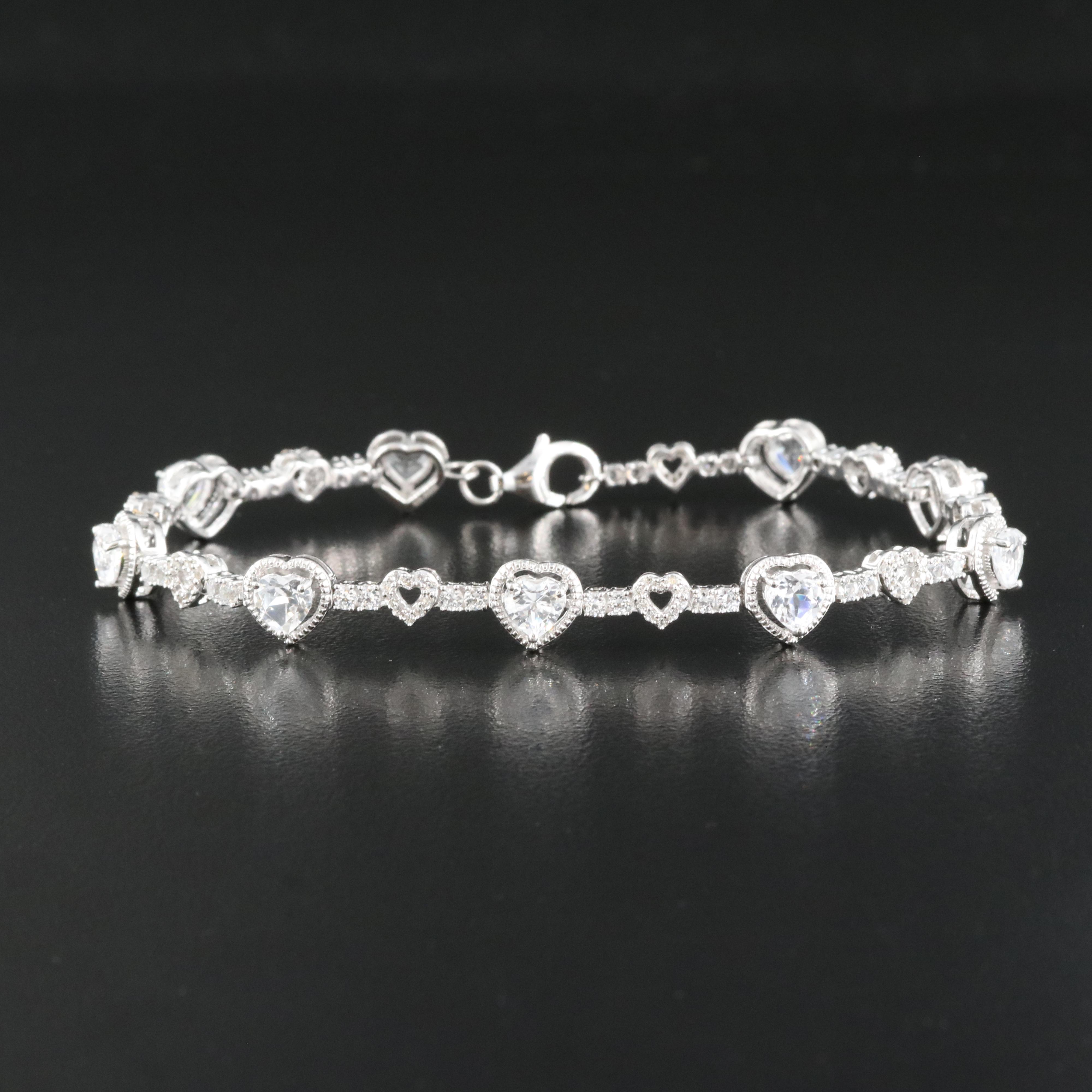Sterling Sapphire Heart Bracelet