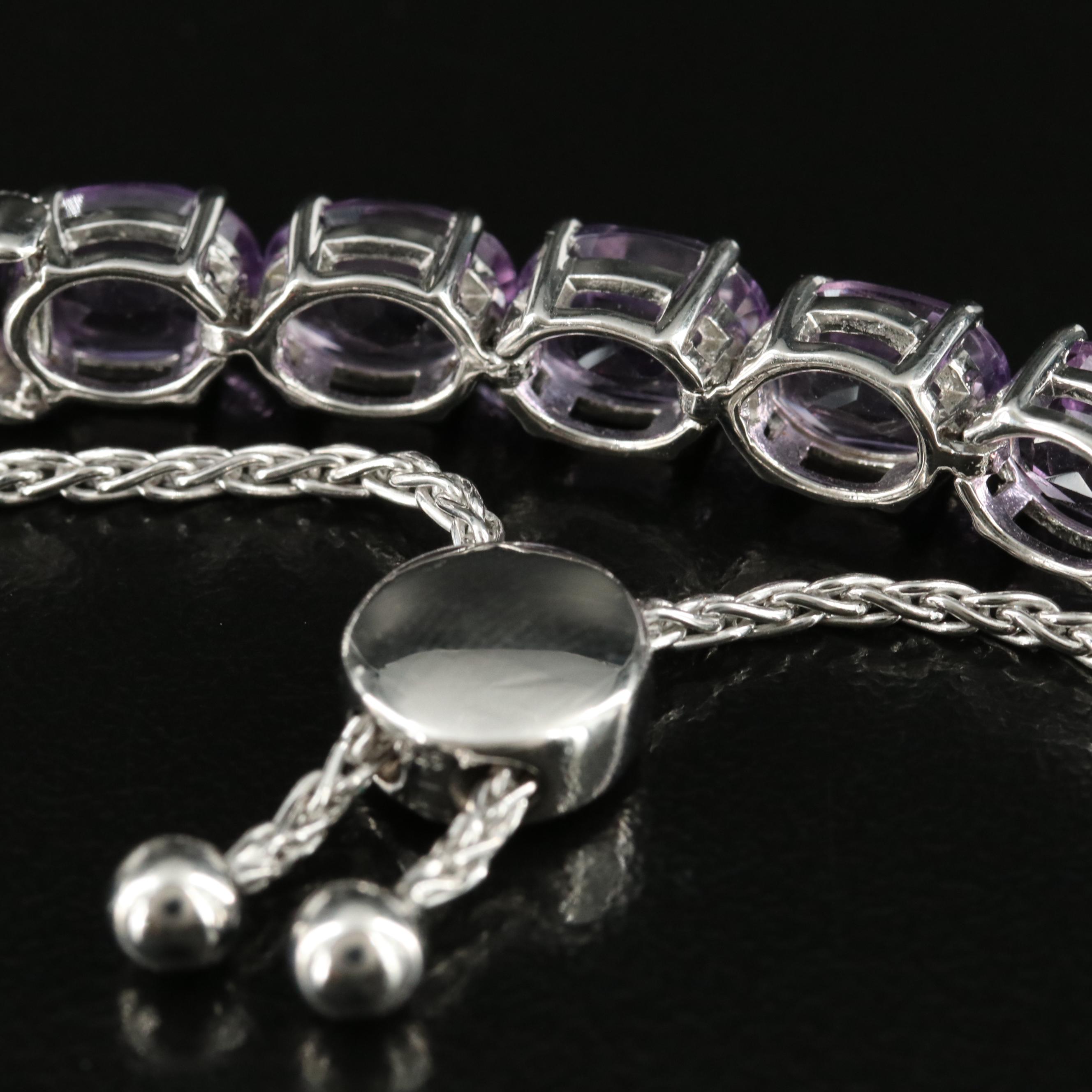 Sterling Amethyst and Topaz Bolo Bracelet