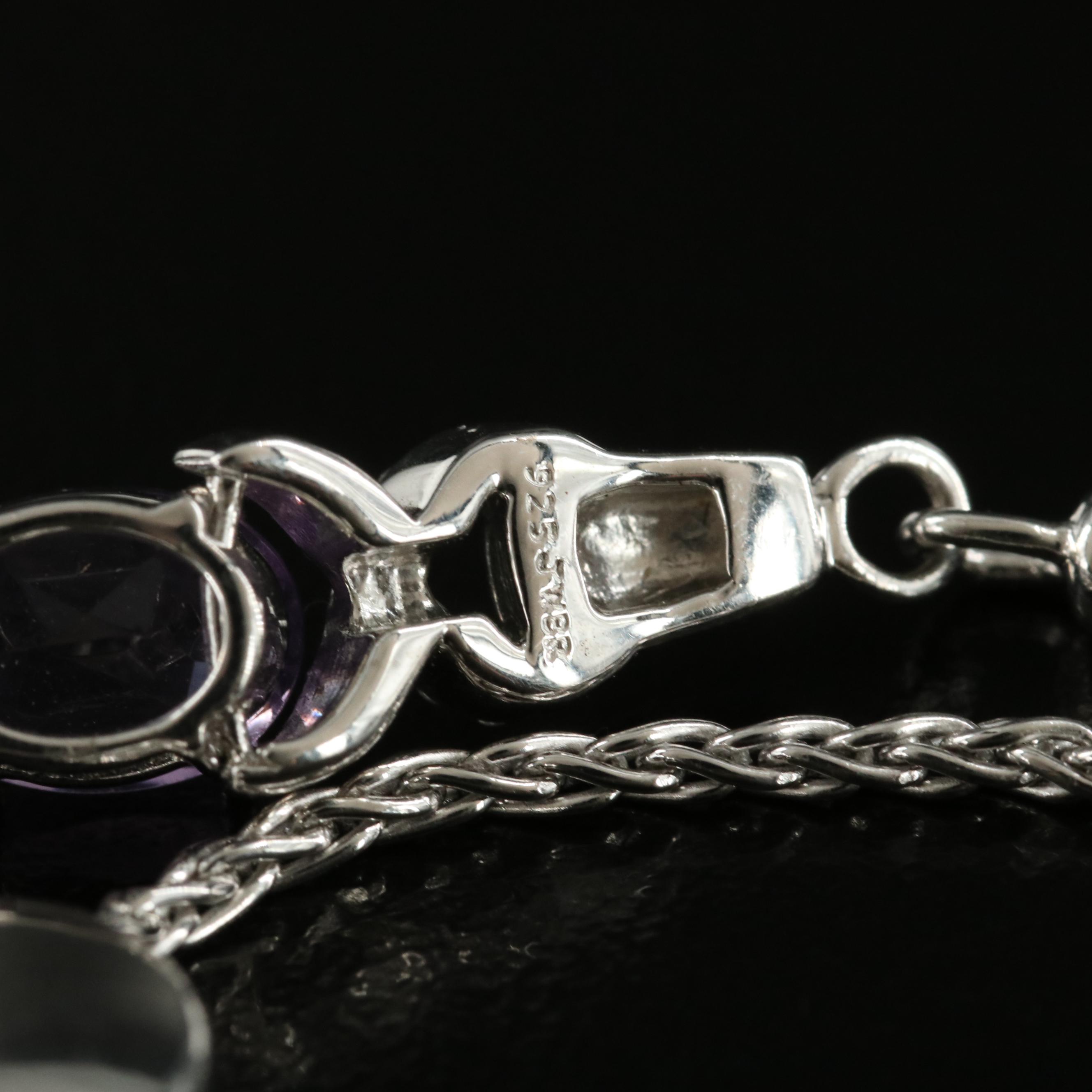 Sterling Amethyst and Topaz Bolo Bracelet