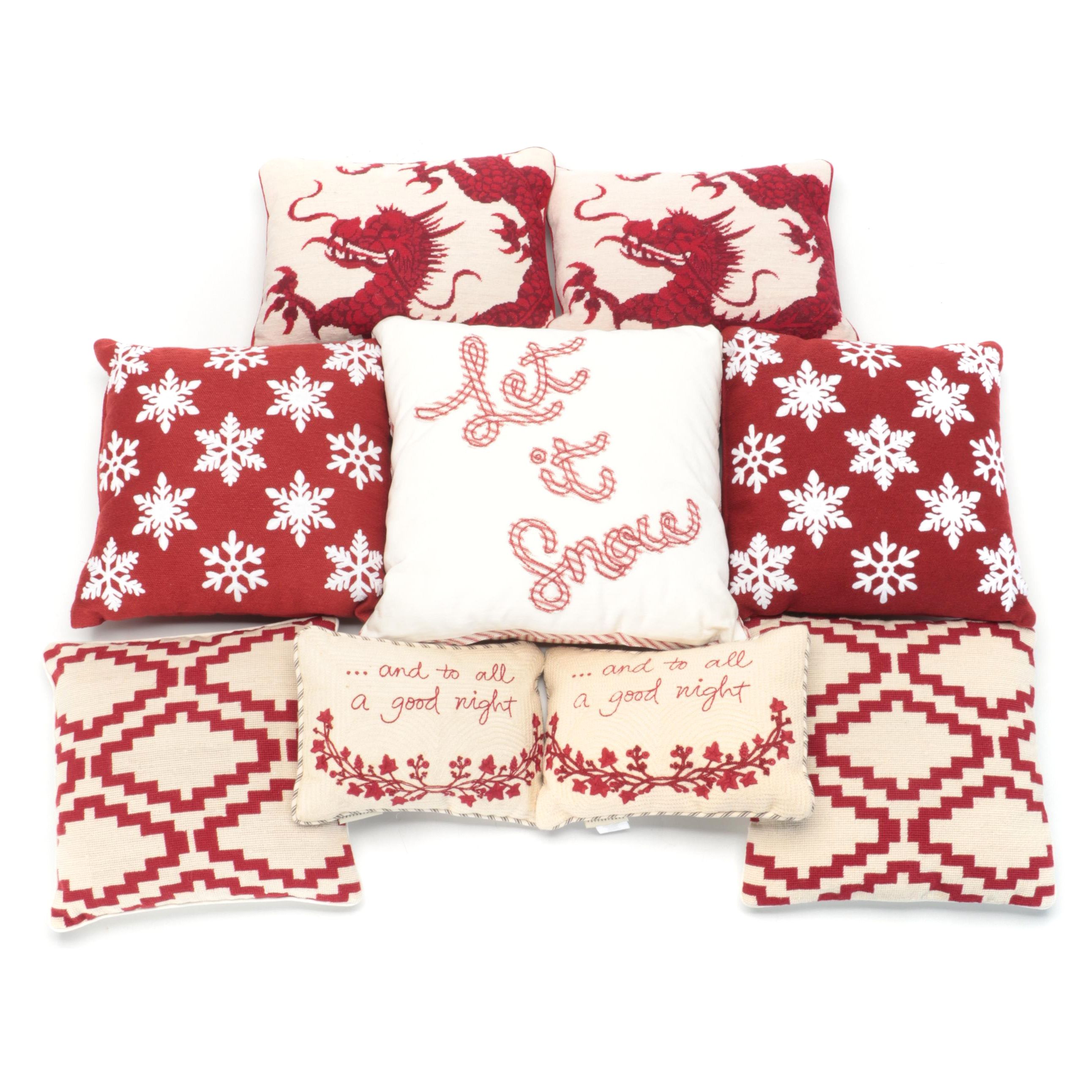 Williams Sonoma Home with Needlepoint and Other Red and White Accent Pillows