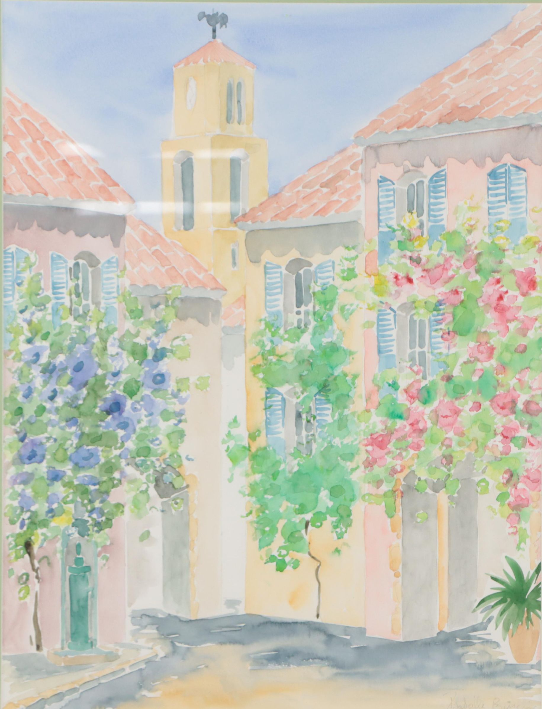 Isabelle Bijelic Watercolor Painting of a Street Scene, 21st Century