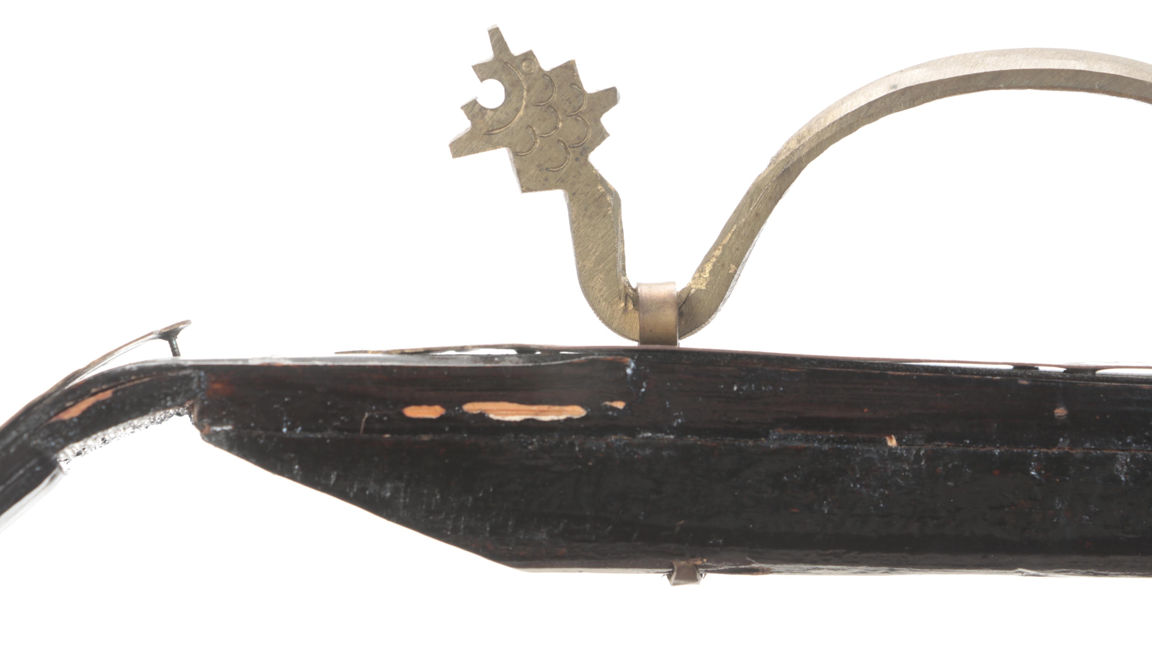 Chinese Wood, Cane and Brass Three-Stack Basket