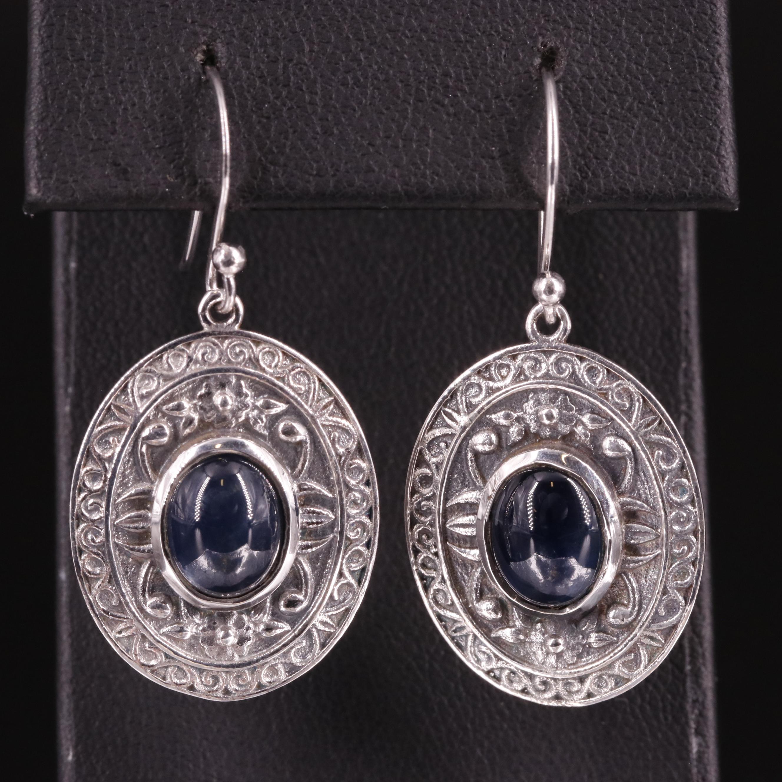 Sterling Sapphire Drop Earrings