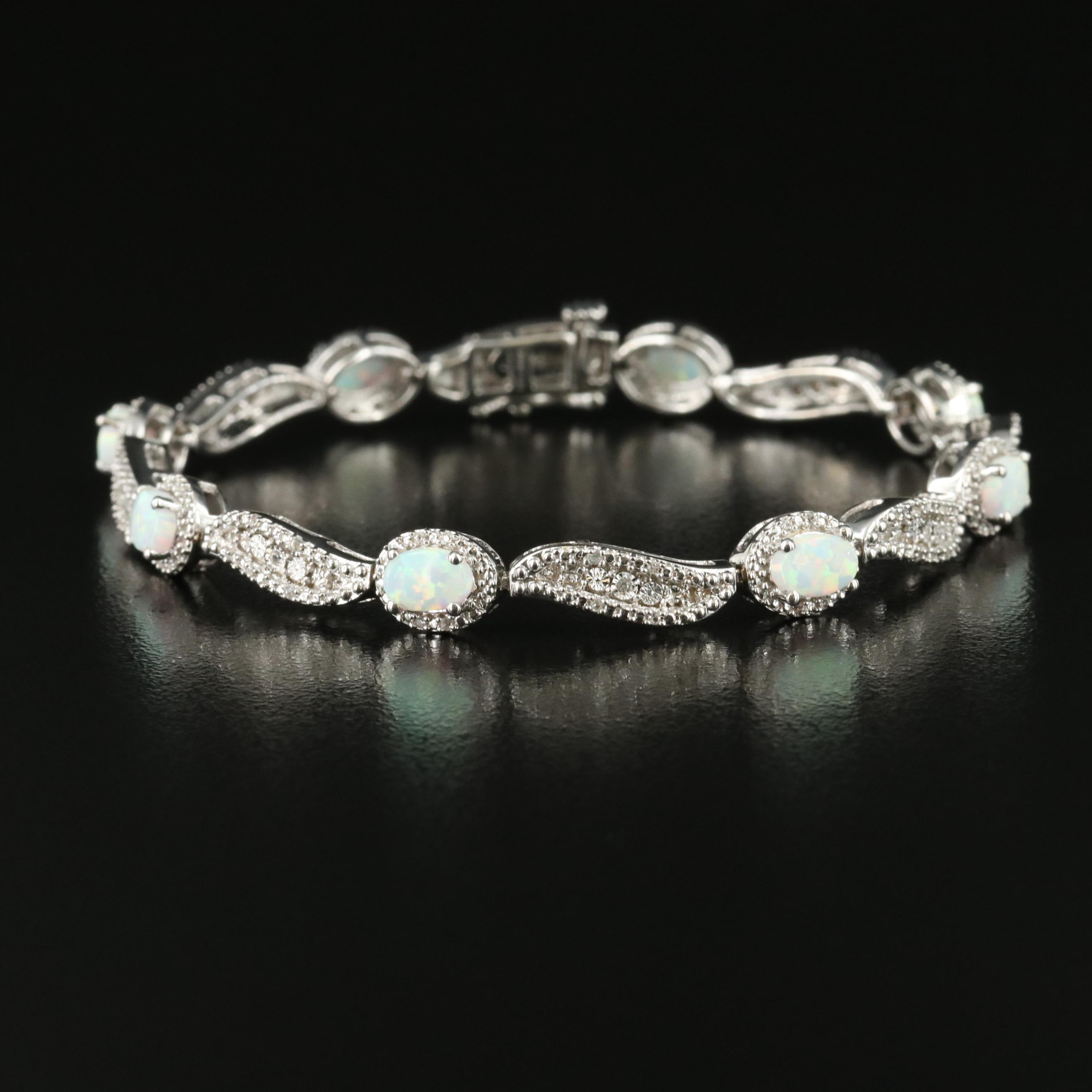 Sterling Opal and Topaz Bracelet