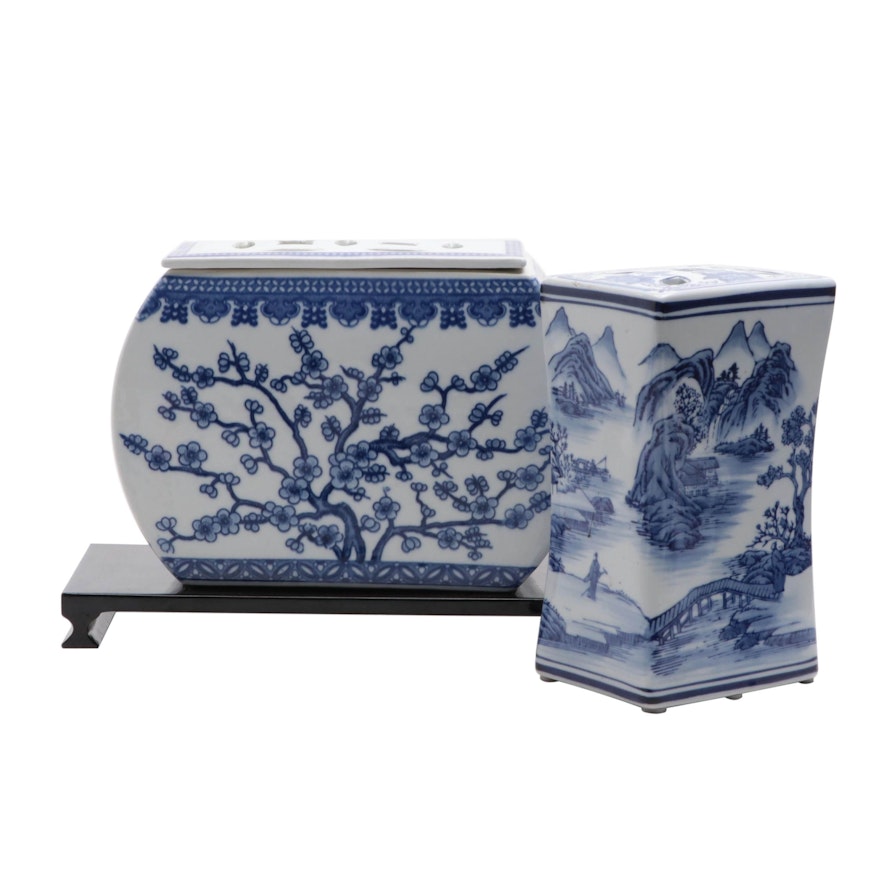 Ballard Designs Chinese Blue and White Porcelain Flower Brick and More
