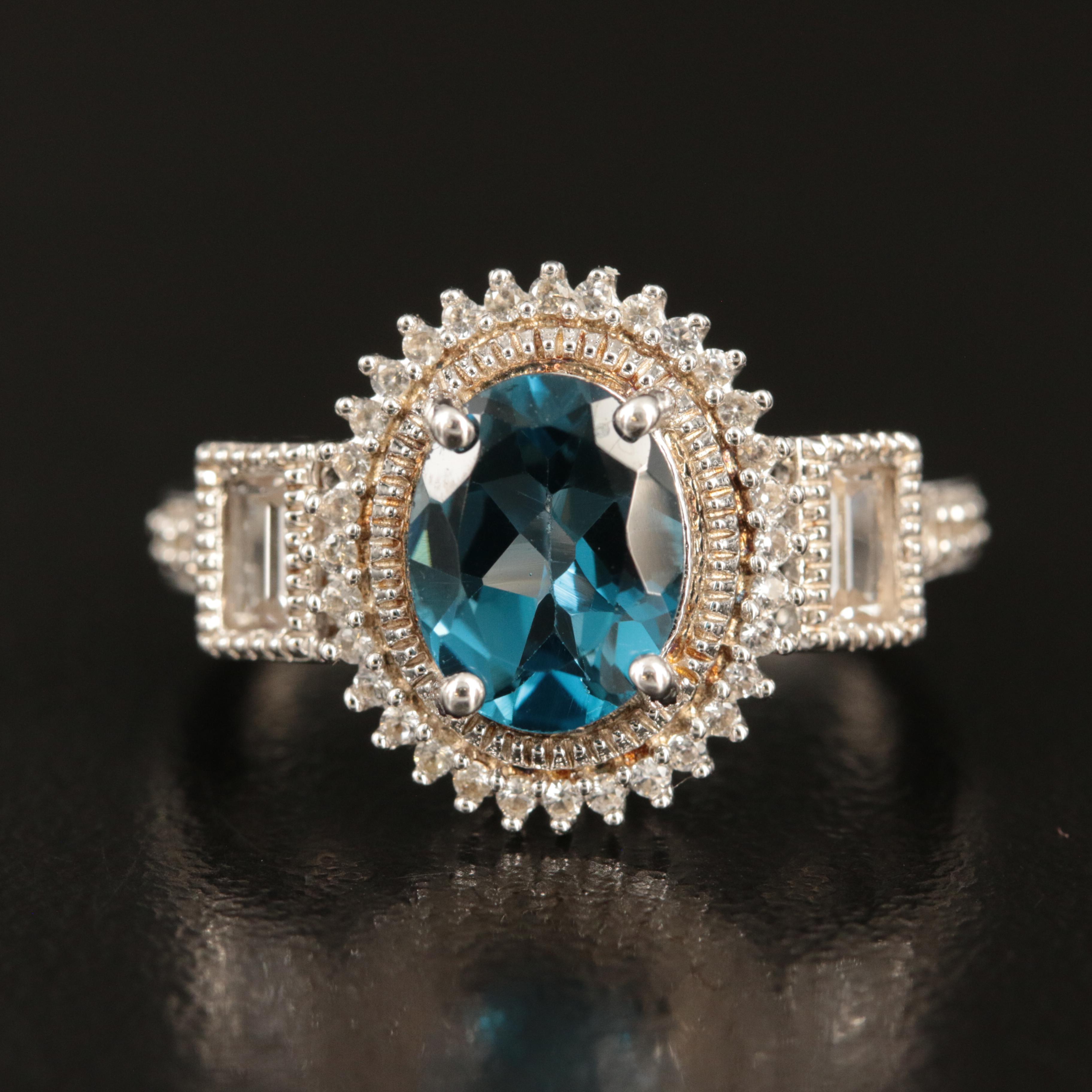 Sterling London Blue Topaz and White Sapphire Ring