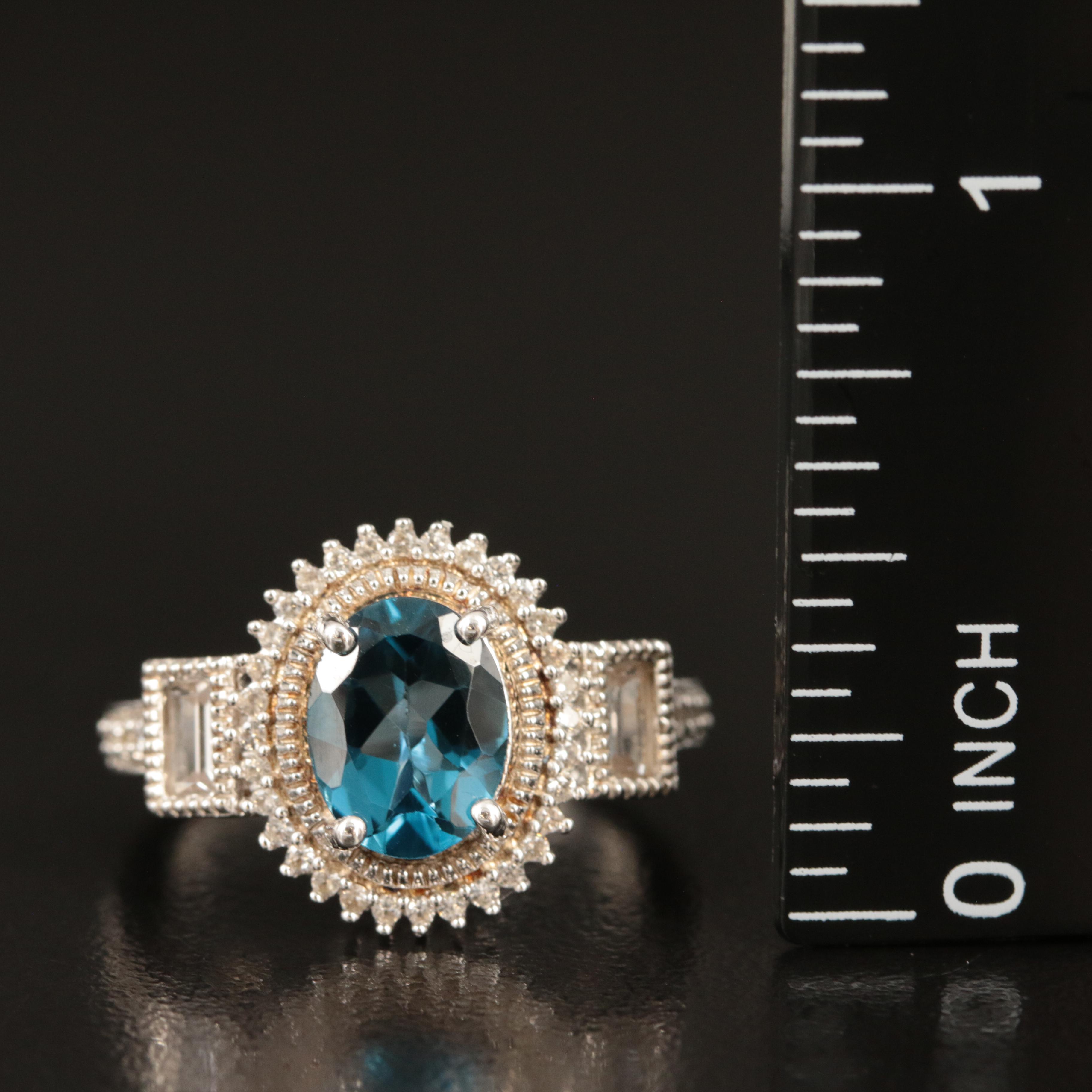 Sterling London Blue Topaz and White Sapphire Ring