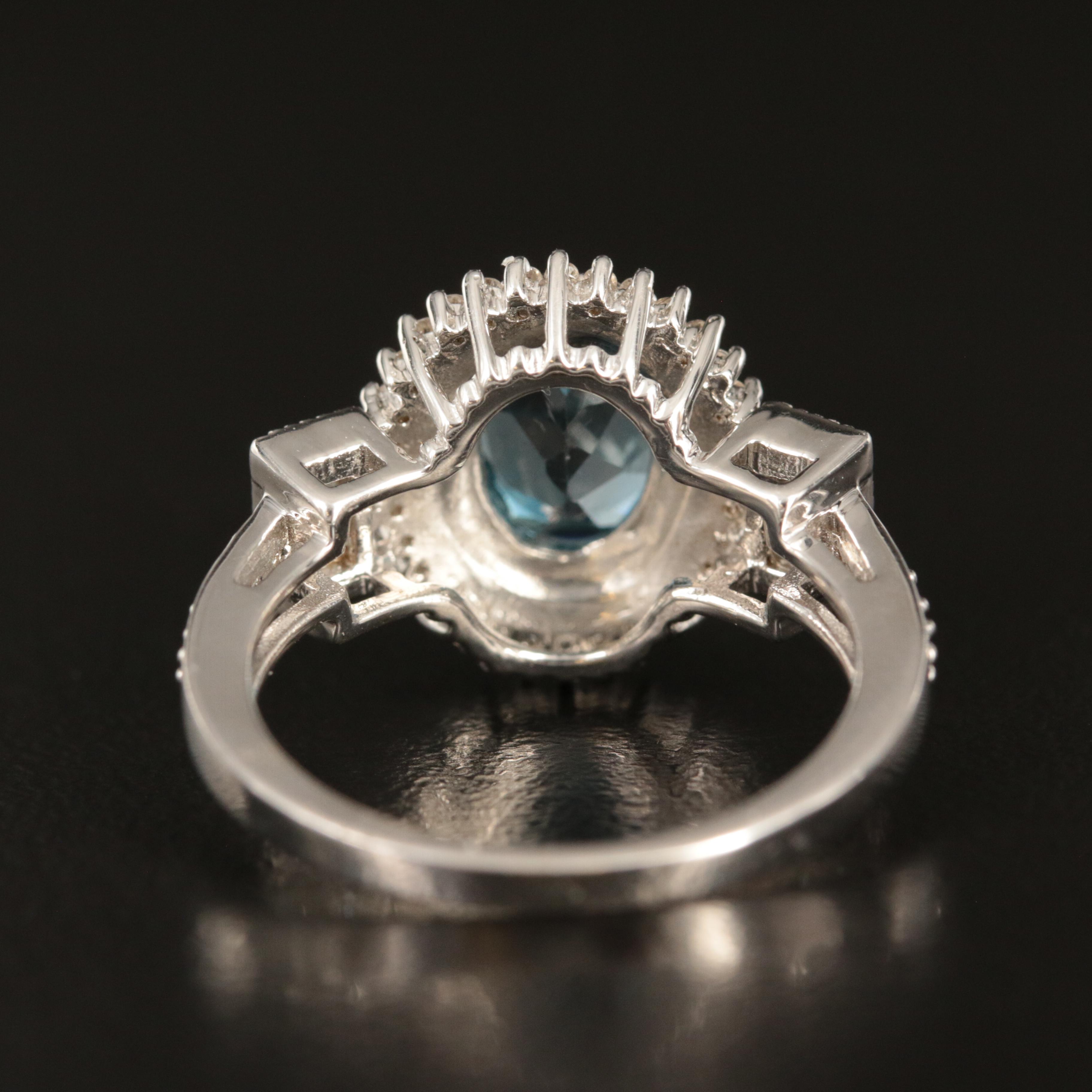 Sterling London Blue Topaz and White Sapphire Ring