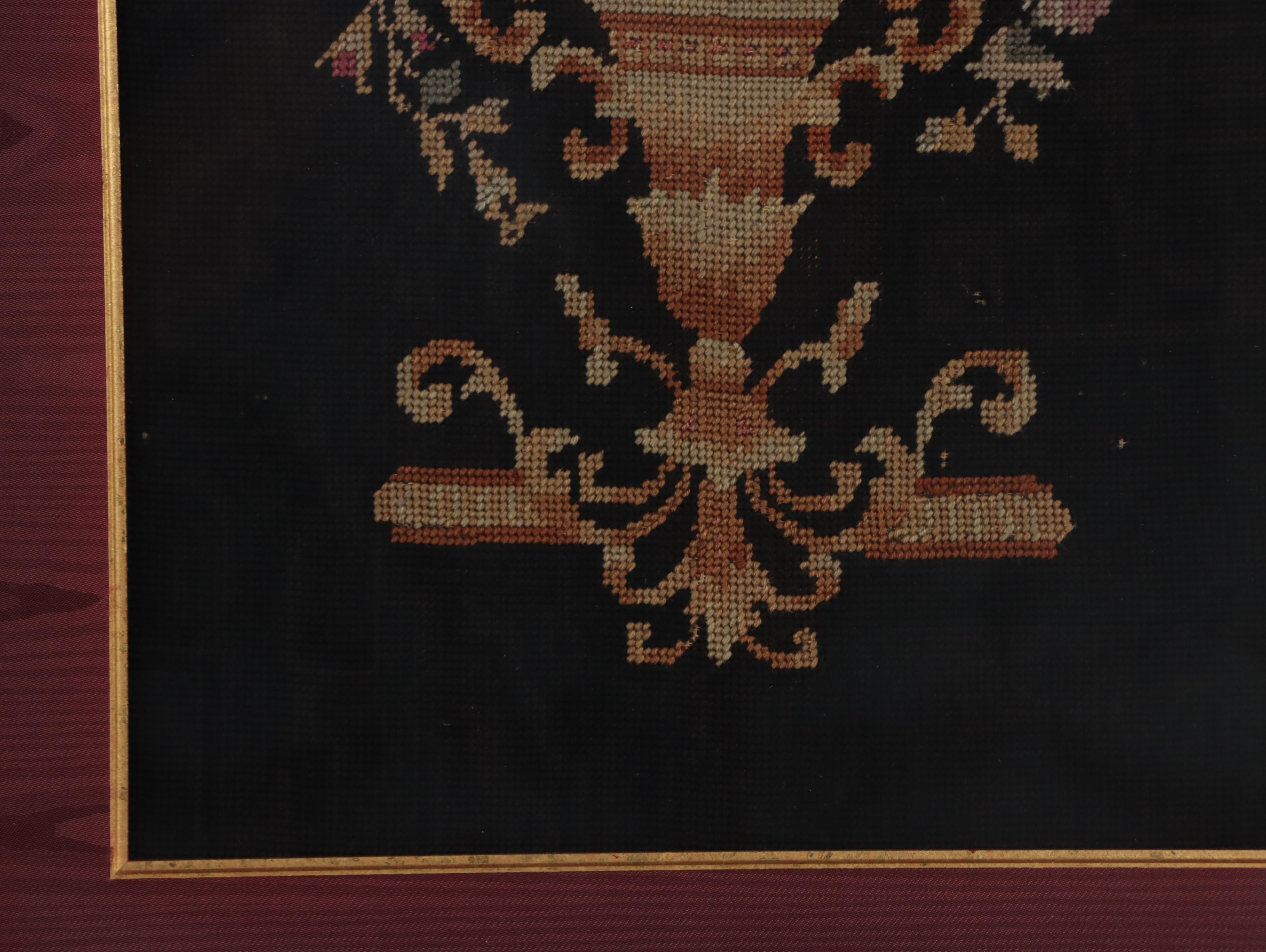 French School Floral Needlepoint Embroidery