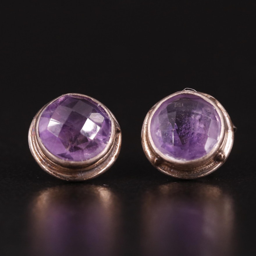 Sterling Amethyst Stud Earrings