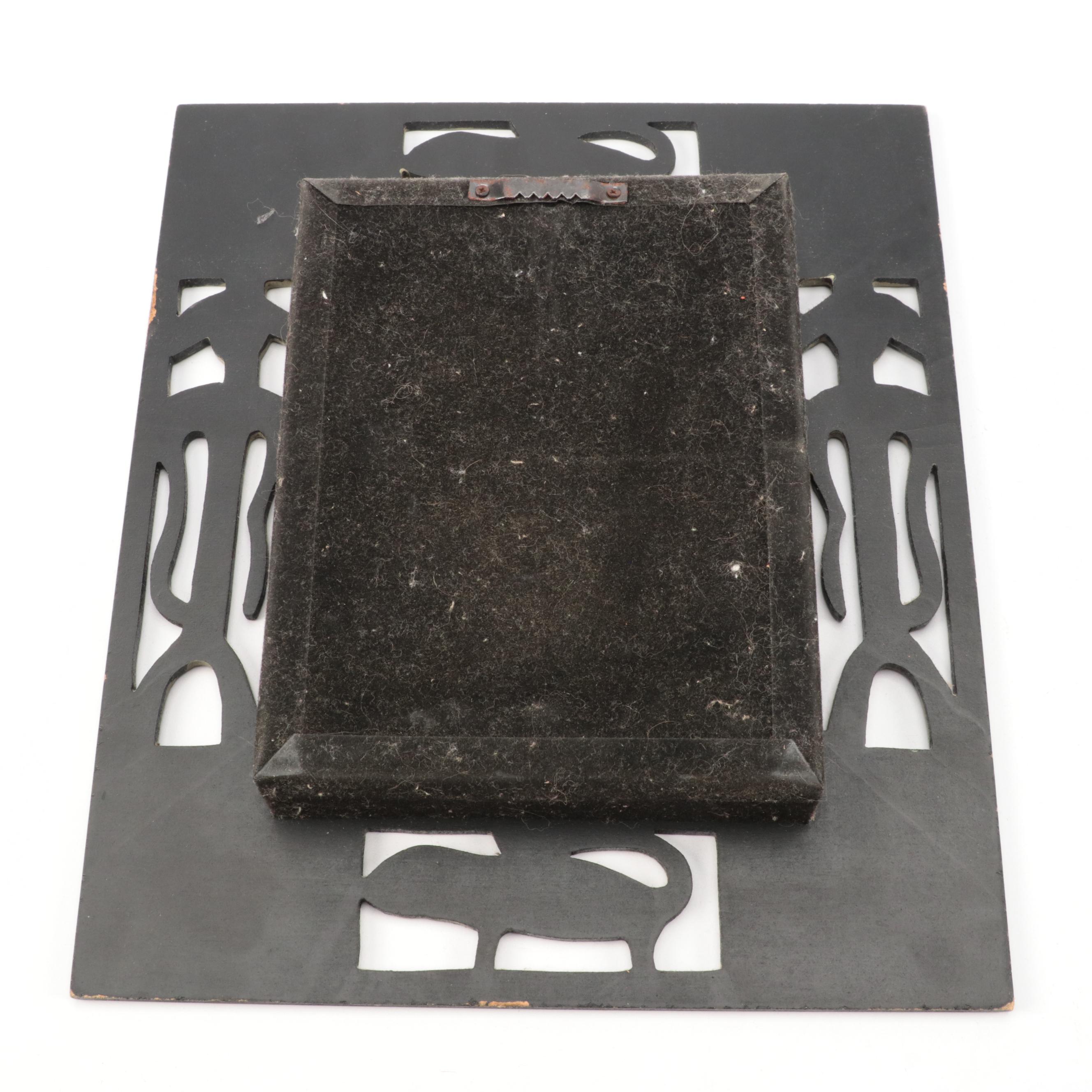 African Style Framed Mask Wall Décor with Metal Goldfish Lantern