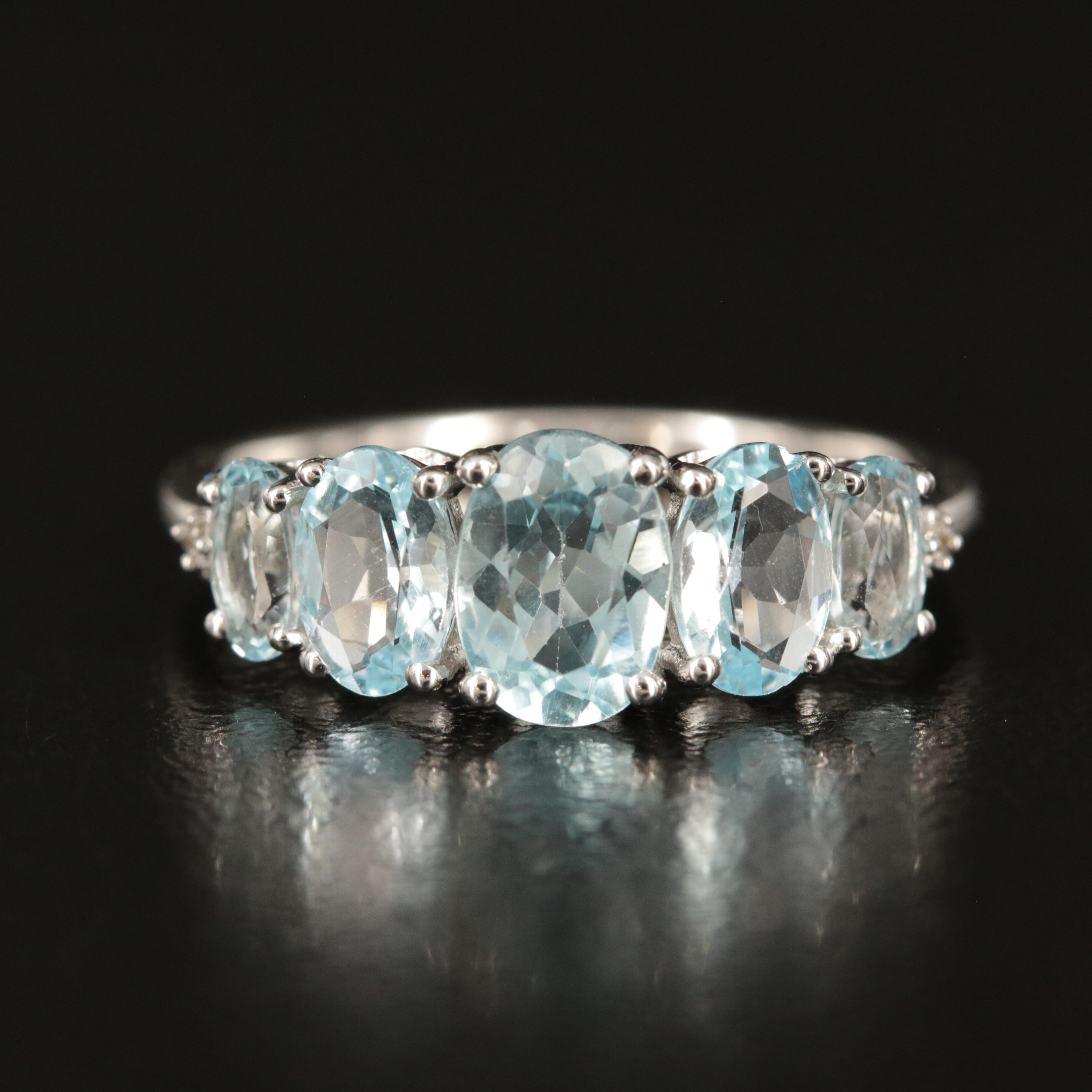 Sterling Sky Blue Topaz and White Sapphire Ring