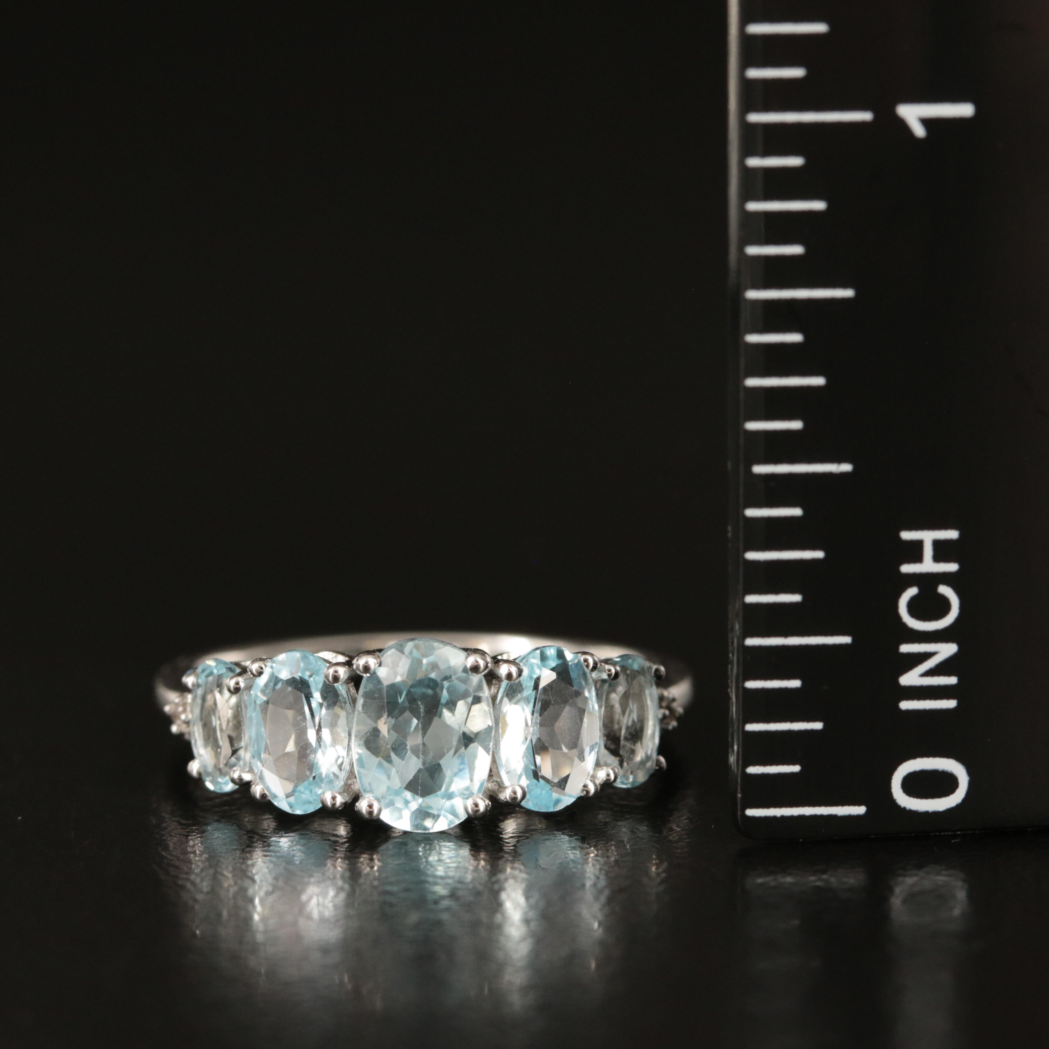 Sterling Sky Blue Topaz and White Sapphire Ring