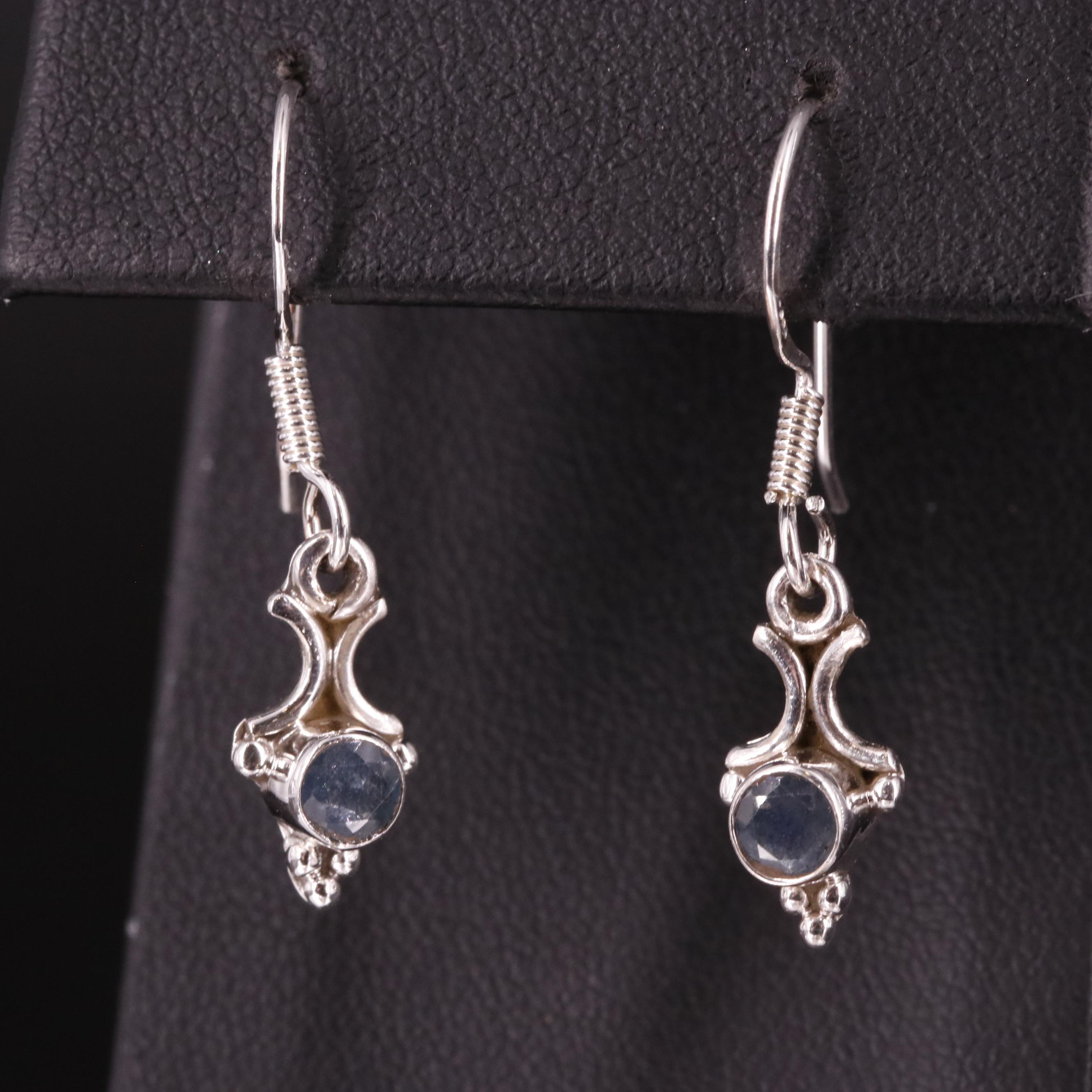 Sterling Sapphire Drop Earrings