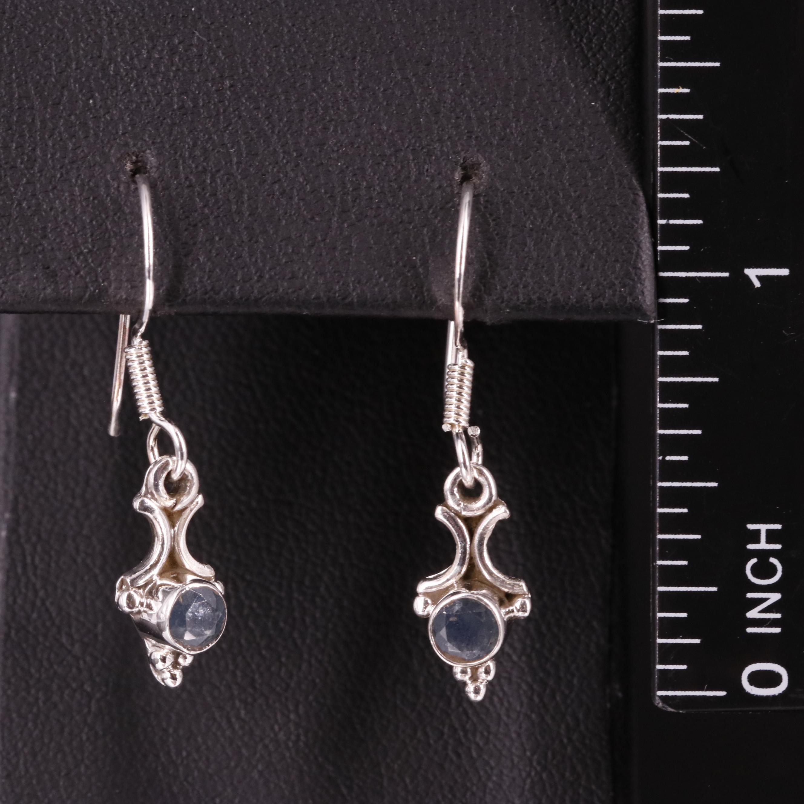 Sterling Sapphire Drop Earrings
