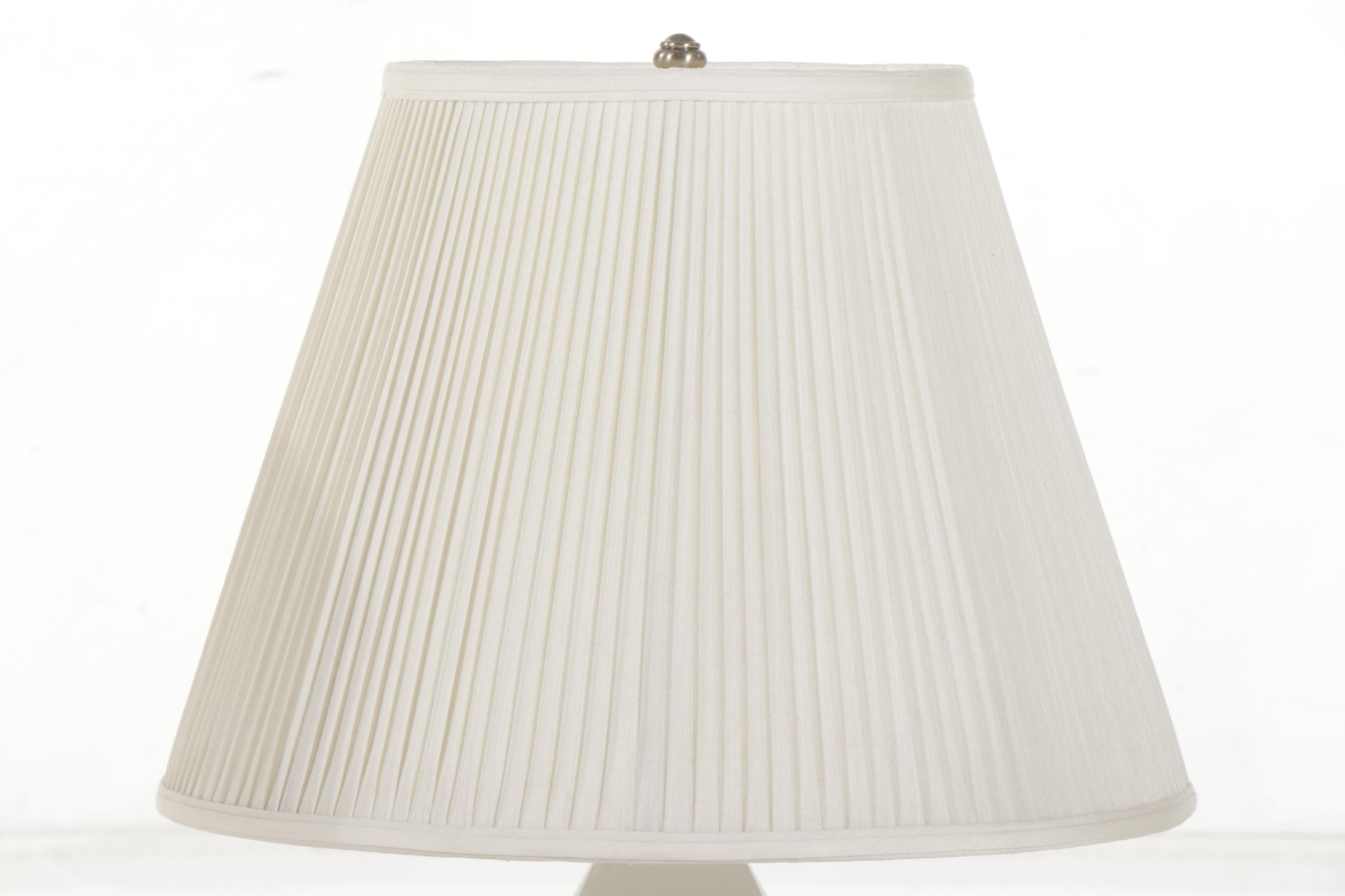 White Glass Double Gourd Table Lamp Pair, Late 20th Century