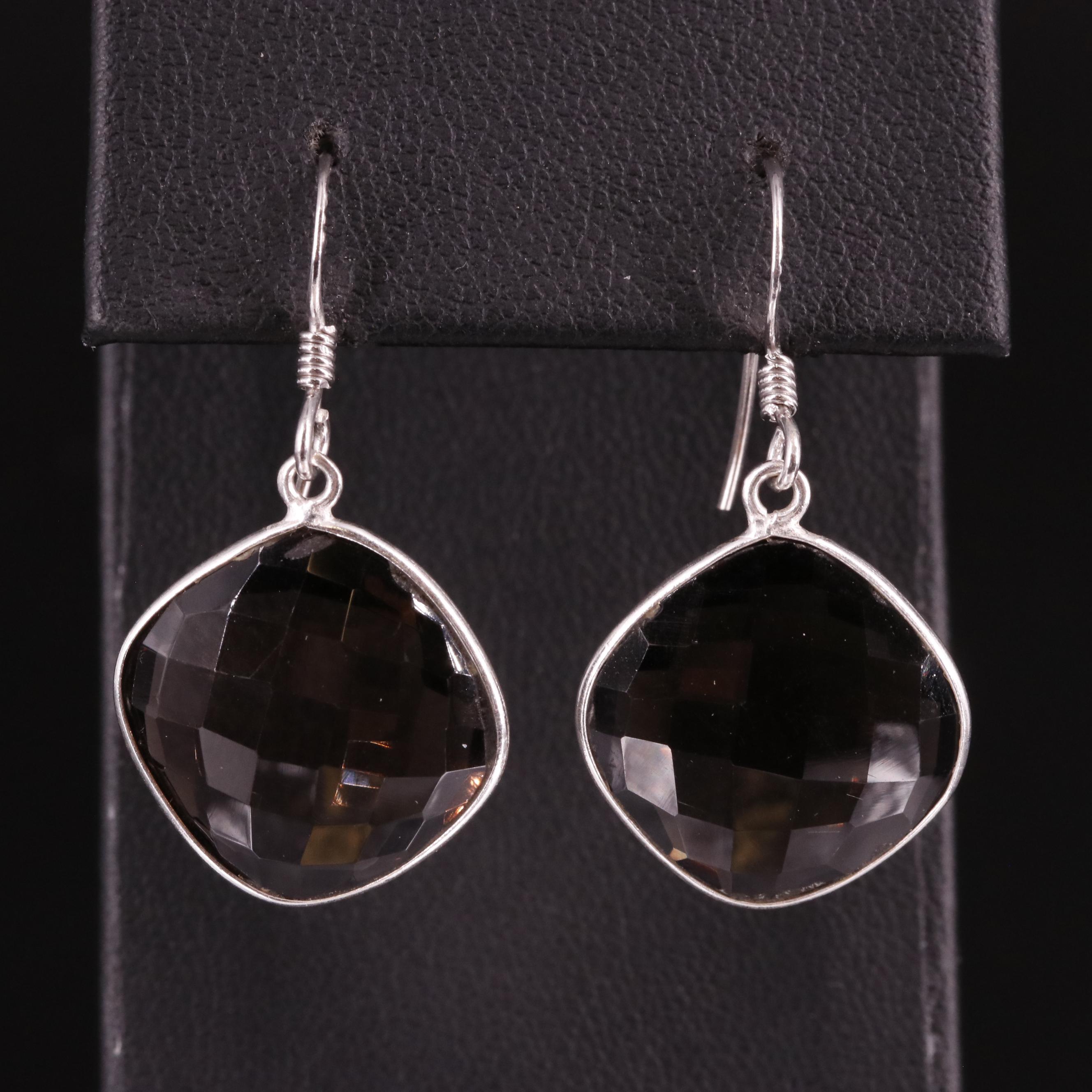 Sterling Smoky Quartz Drop Earrings
