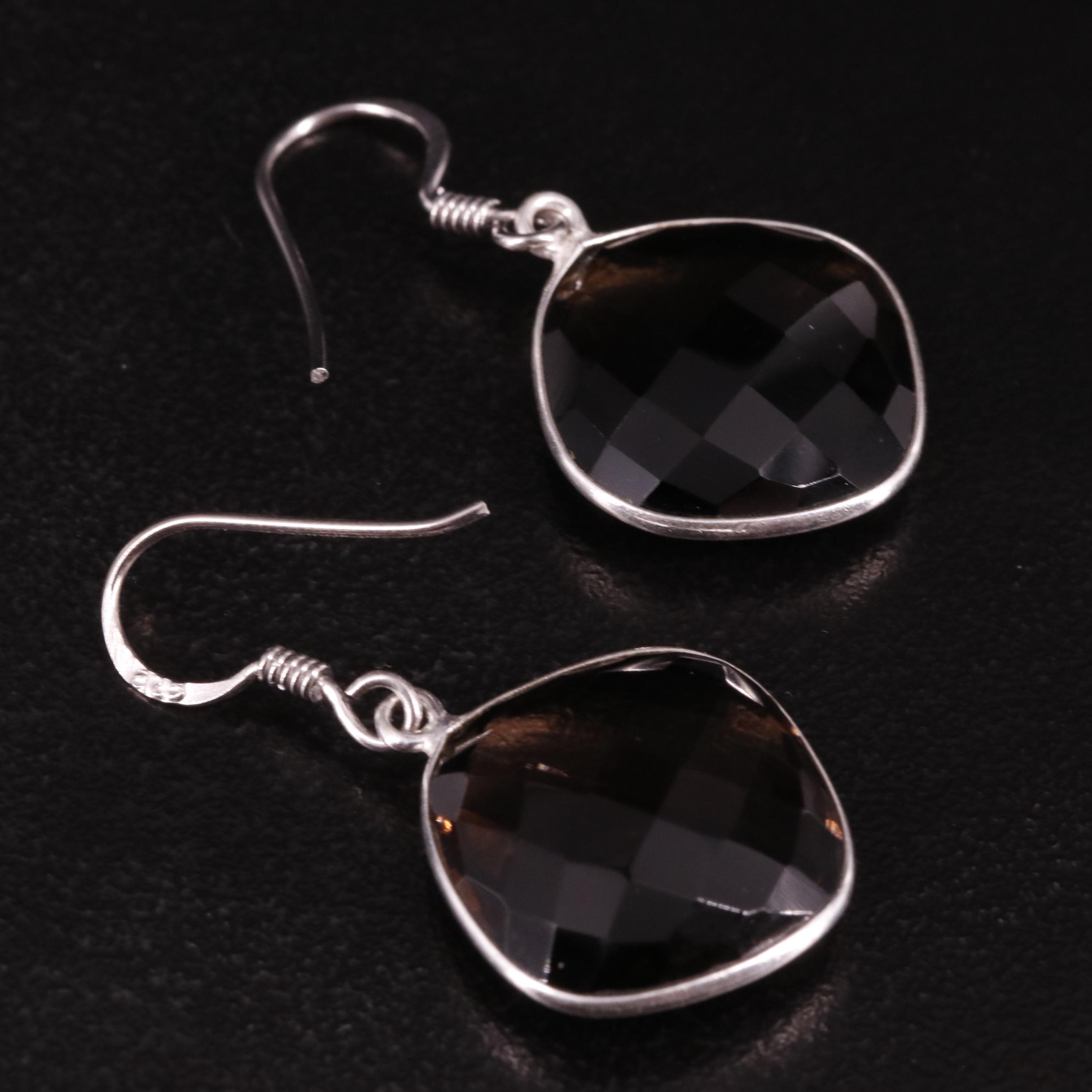 Sterling Smoky Quartz Drop Earrings