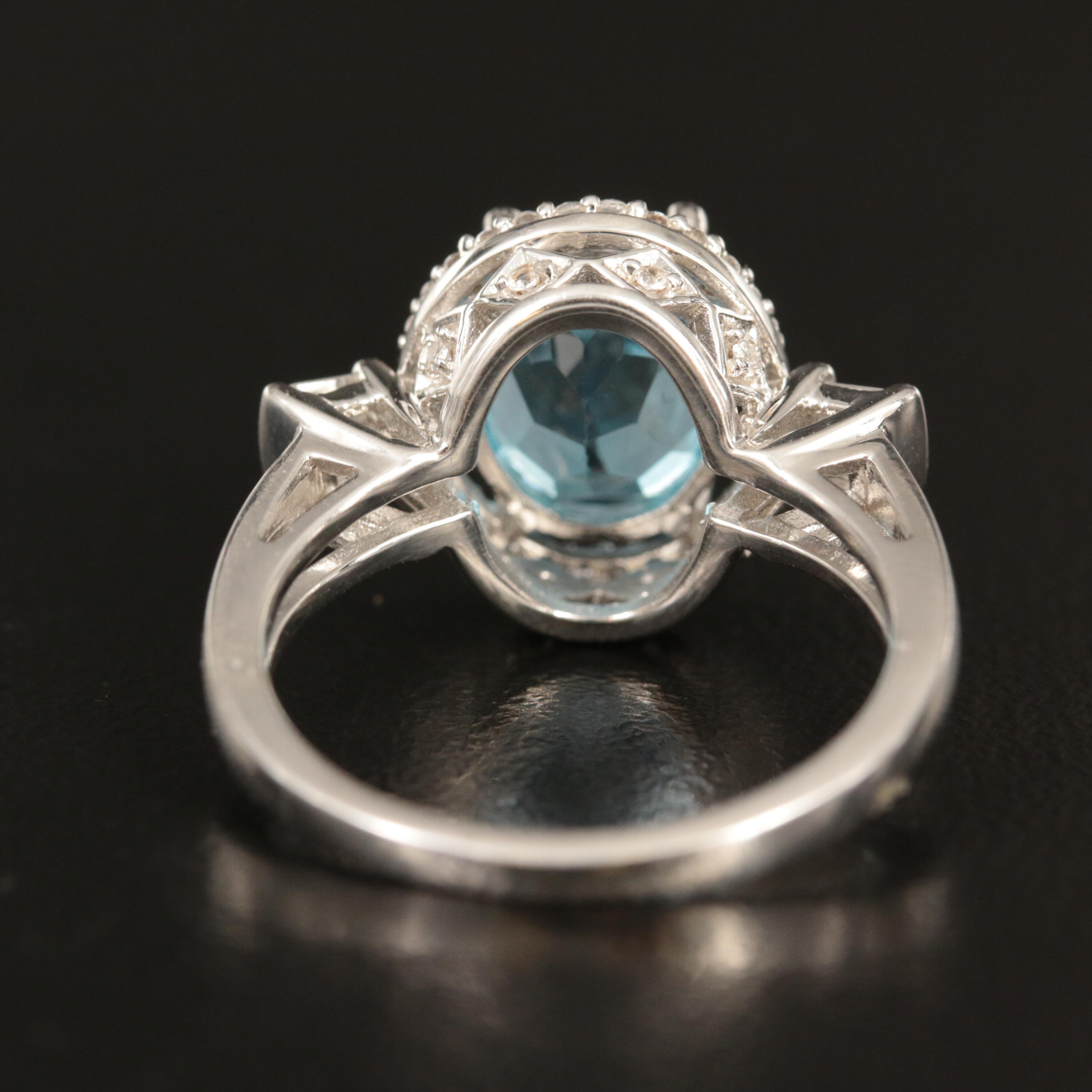 Sterling Swiss Blue Topaz and White Sapphire Ring