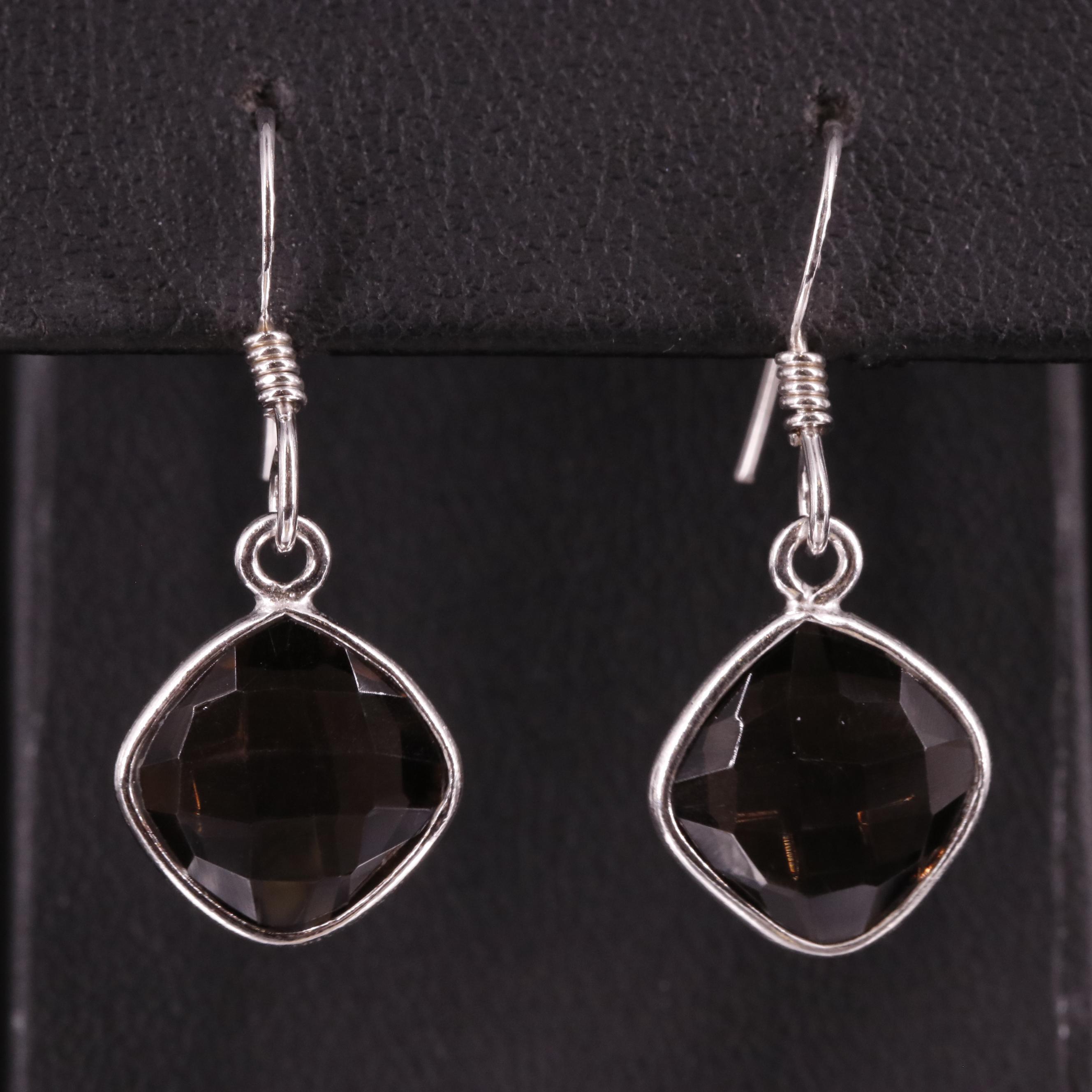 Sterling Smoky Quartz Drop Earrings