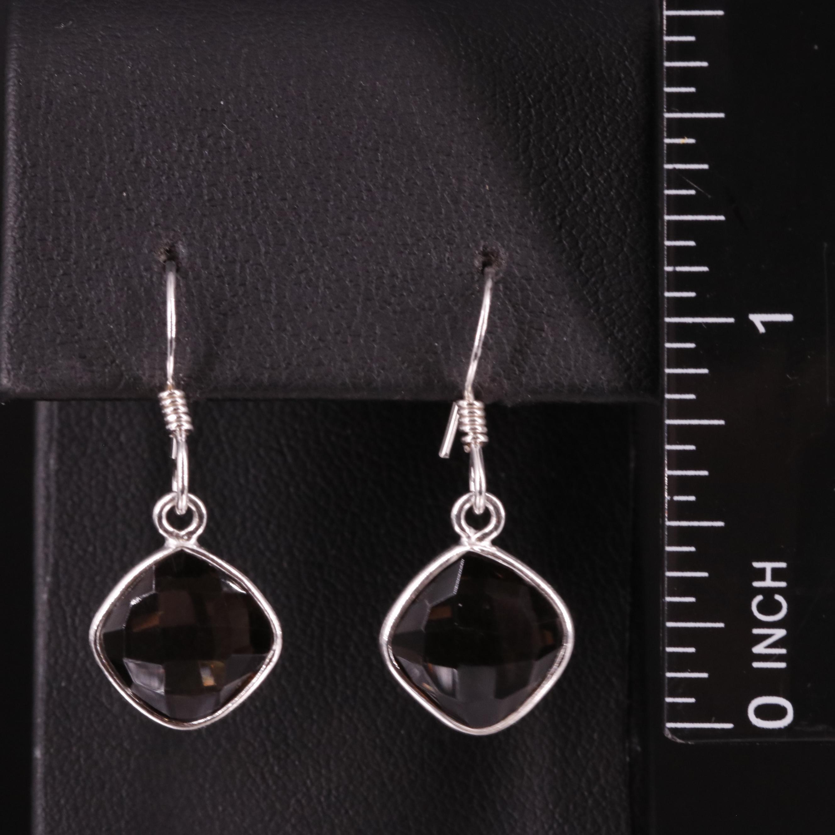 Sterling Smoky Quartz Drop Earrings