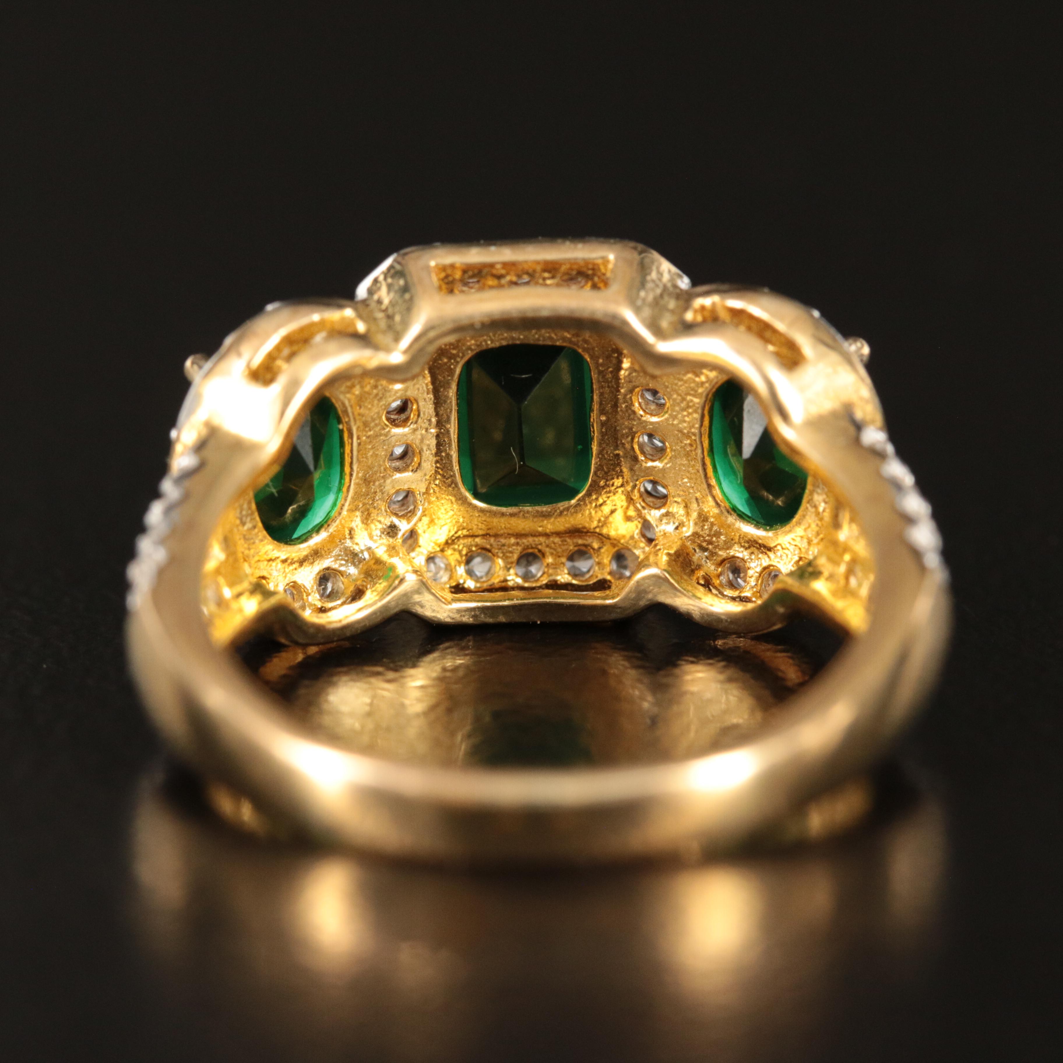 Sterling Glass and White Sapphire Ring