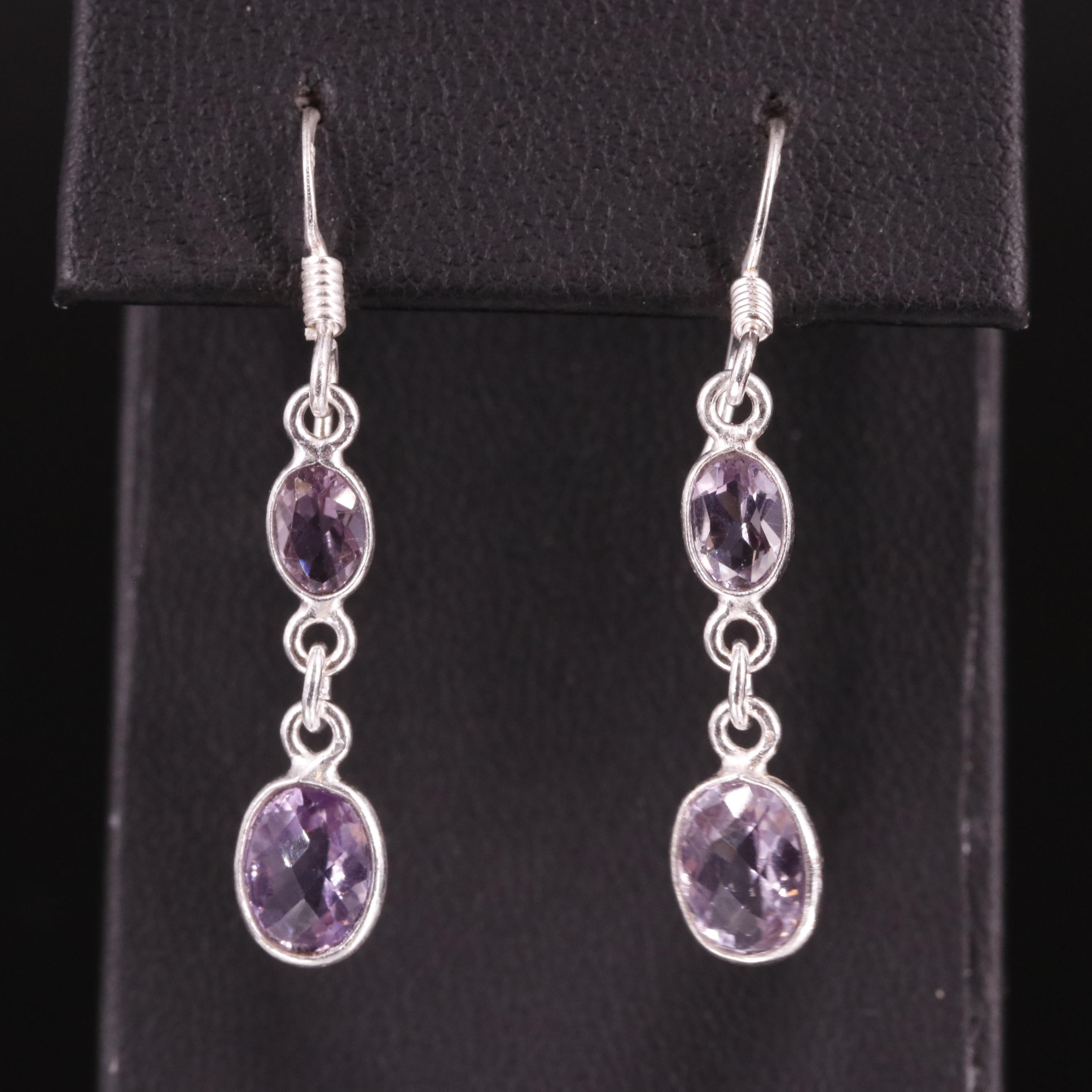 Sterling Amethyst Drop Earrings