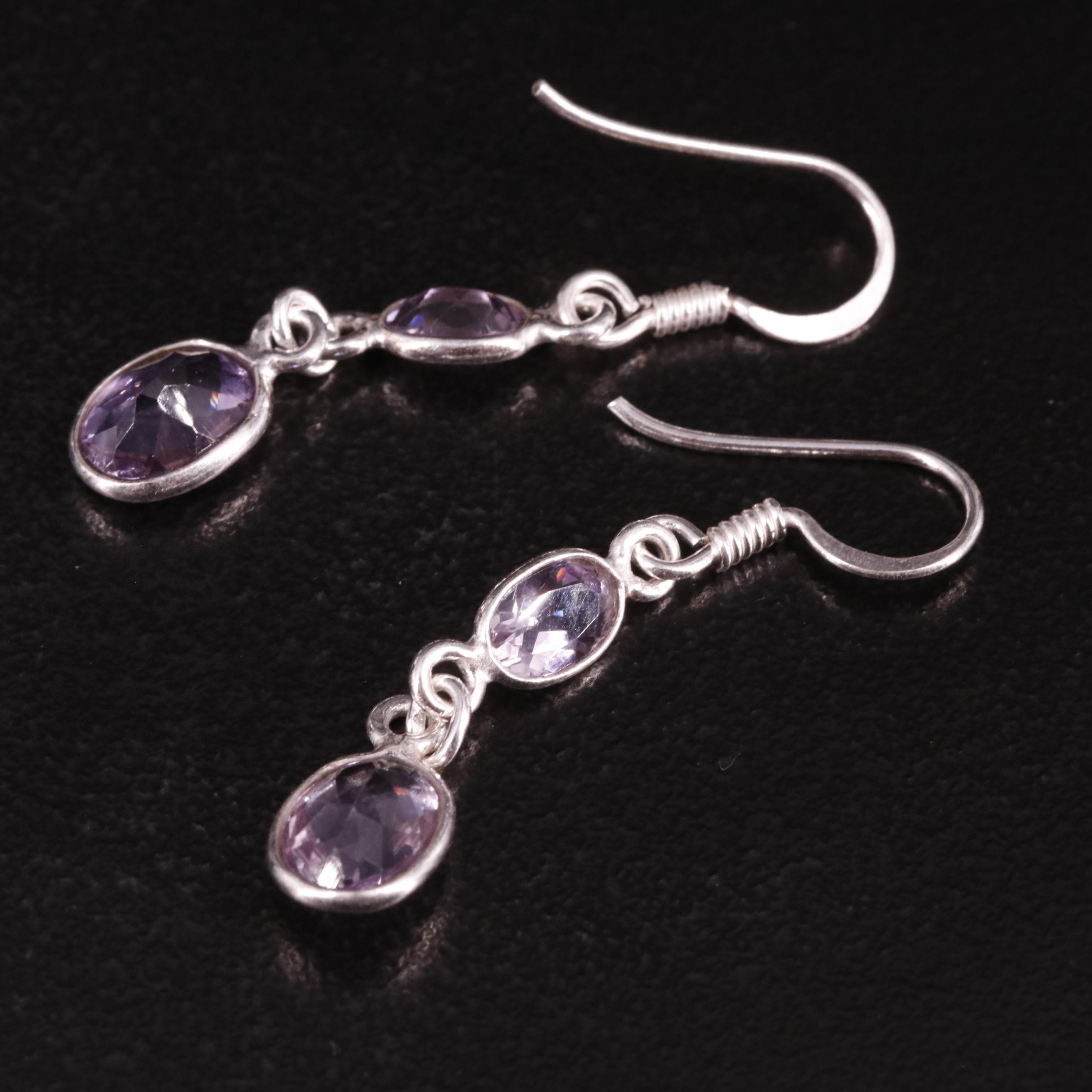Sterling Amethyst Drop Earrings
